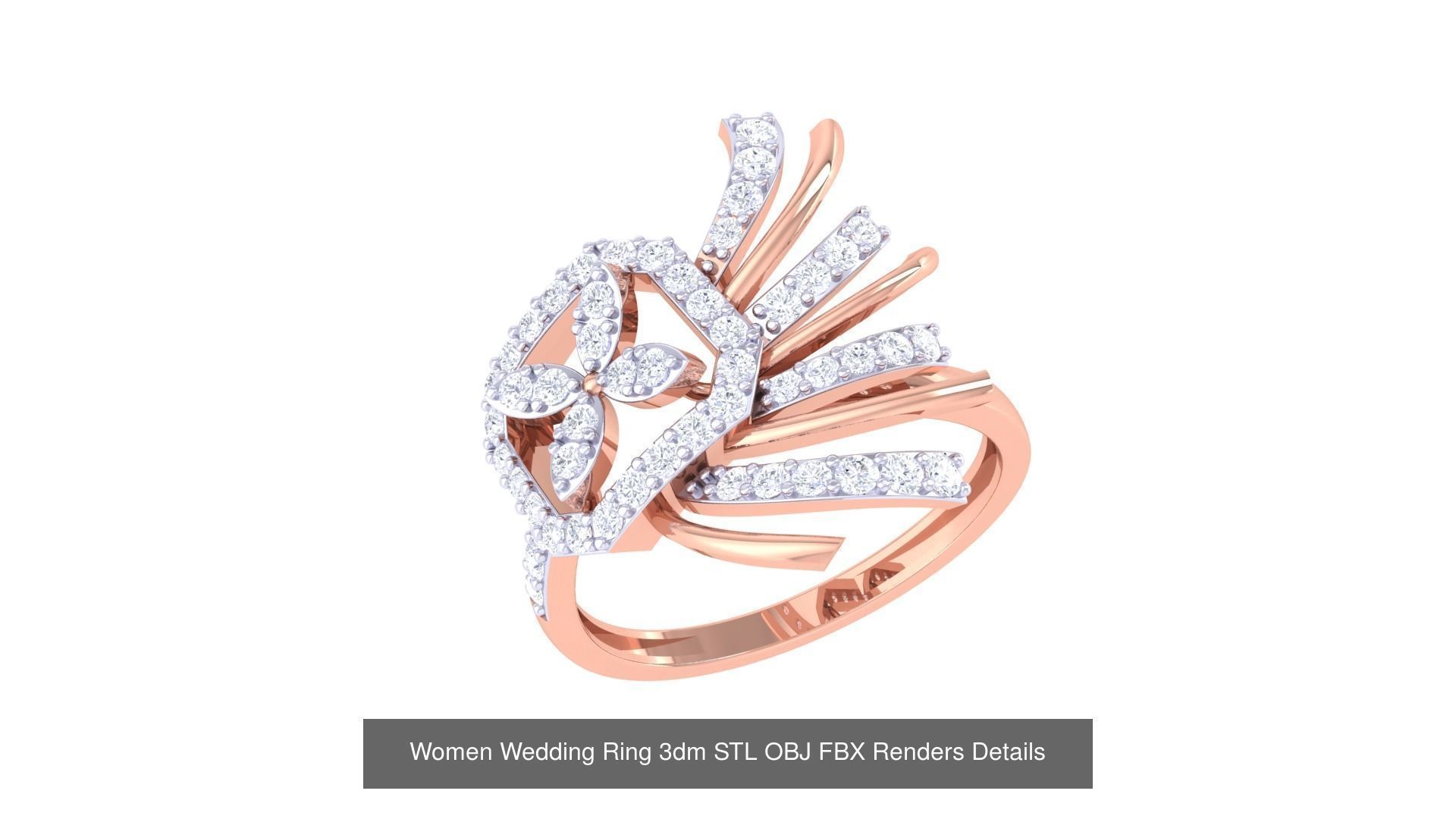 50 Women Wedding Ring 3dm STL OBJ FBX Renders Details Collection _33