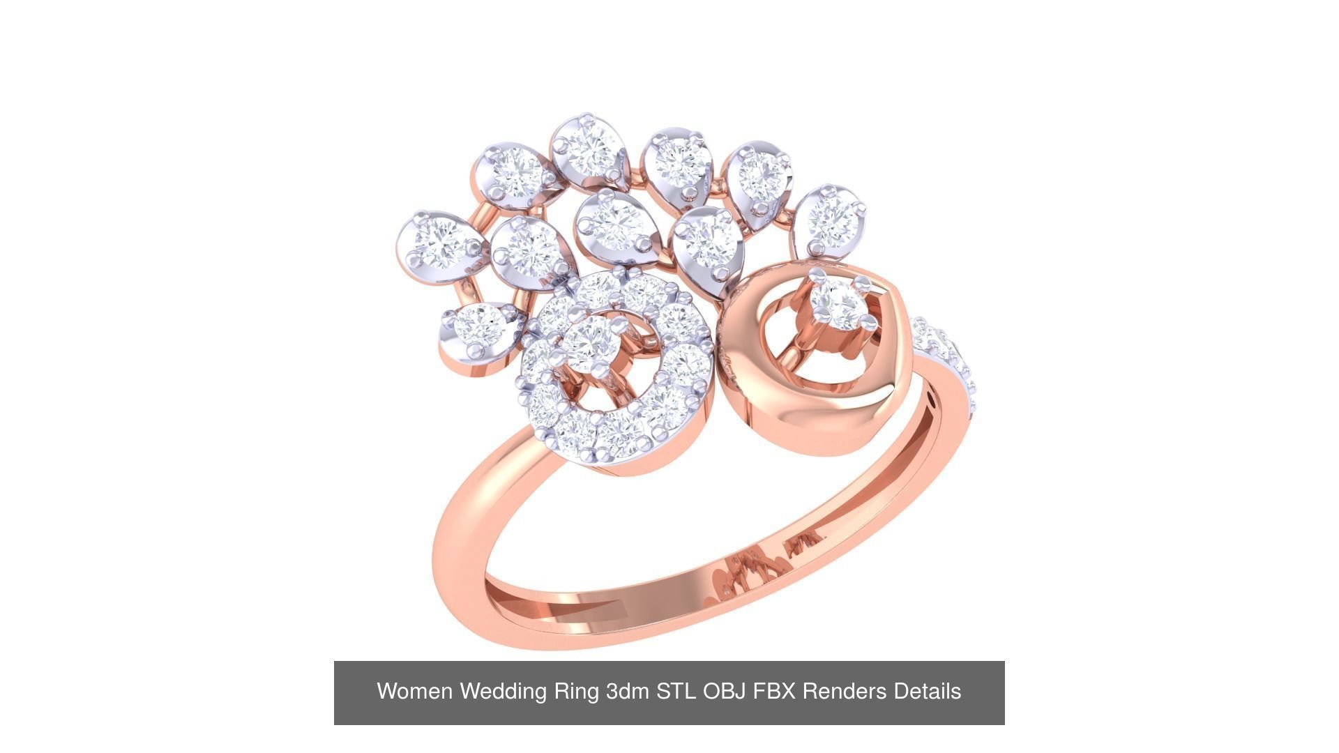 50 Women Wedding Ring 3dm STL OBJ FBX Renders Details Collection _17
