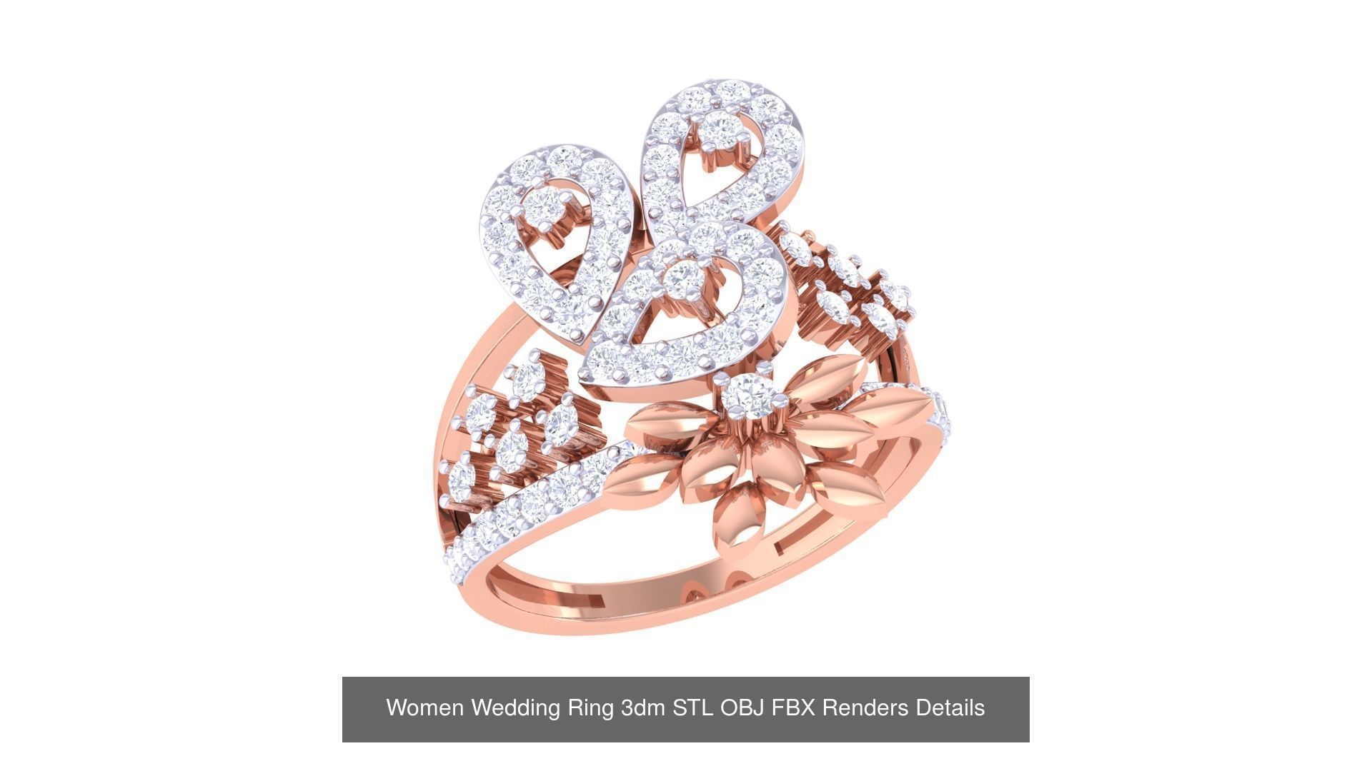 50 Women Wedding Ring 3dm STL OBJ FBX Renders Details Collection _44