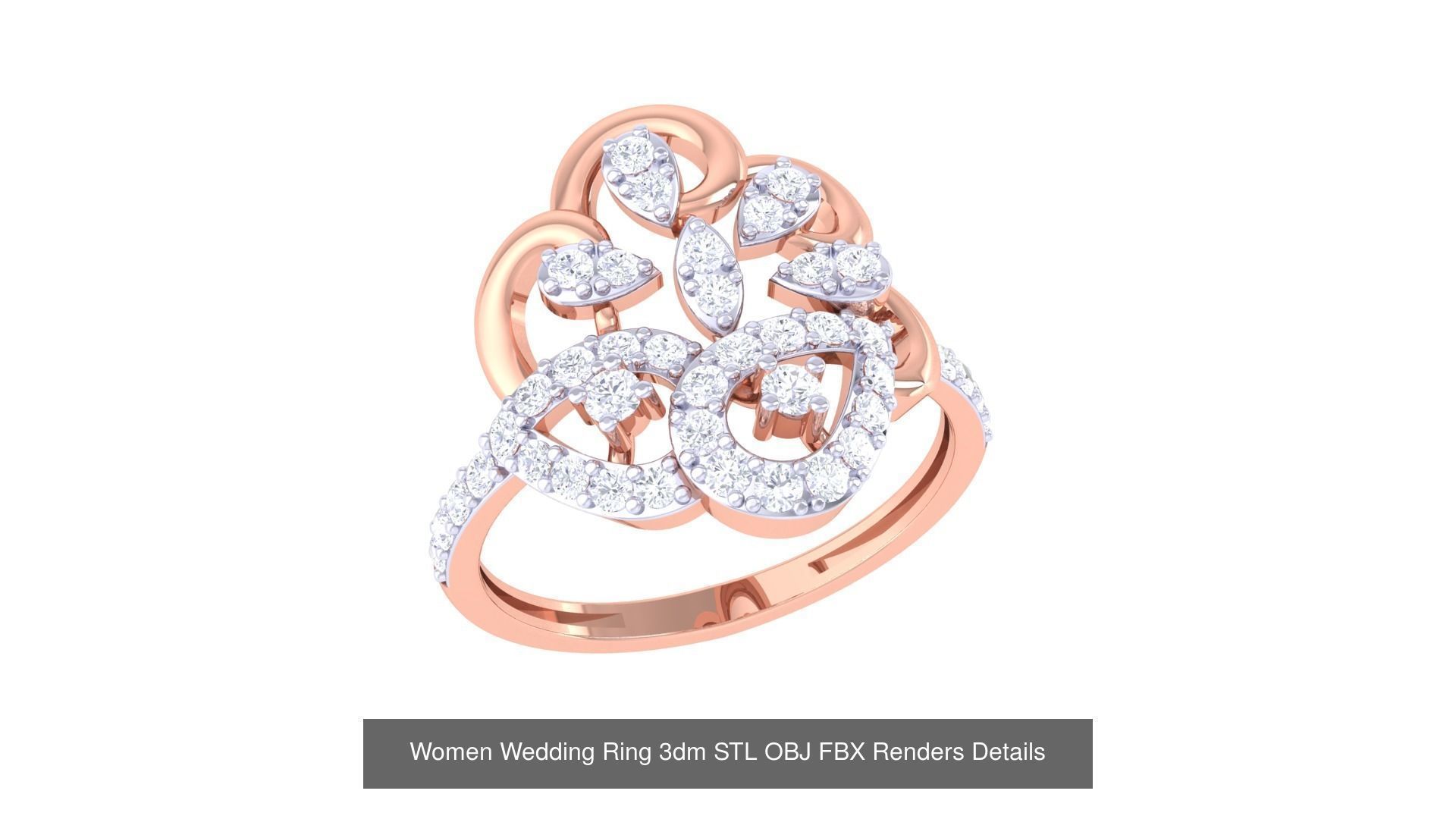 50 Women Wedding Ring 3dm STL OBJ FBX Renders Details Collection _19