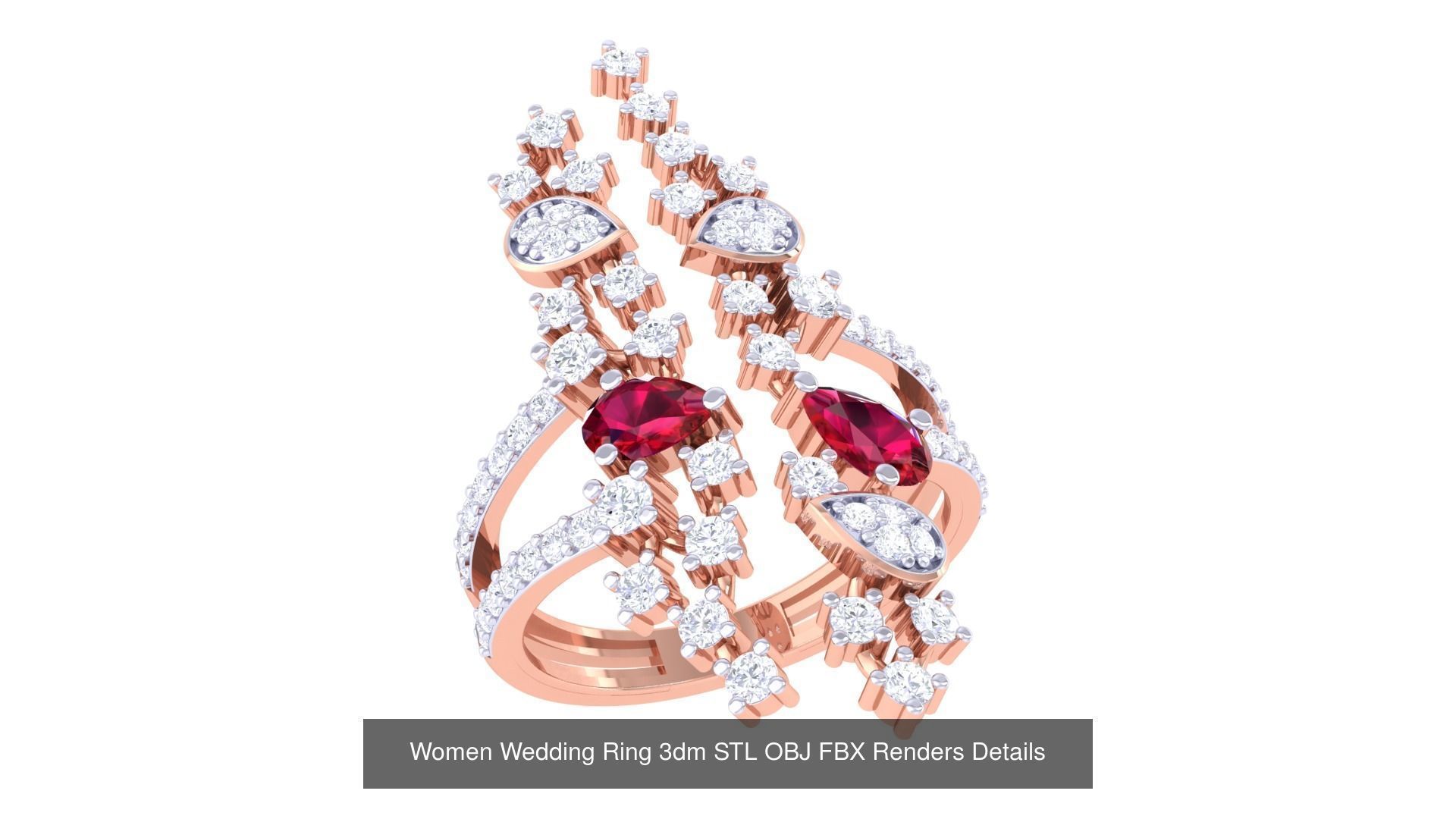 50 Women Wedding Ring 3dm STL OBJ FBX Renders Details Collection _50