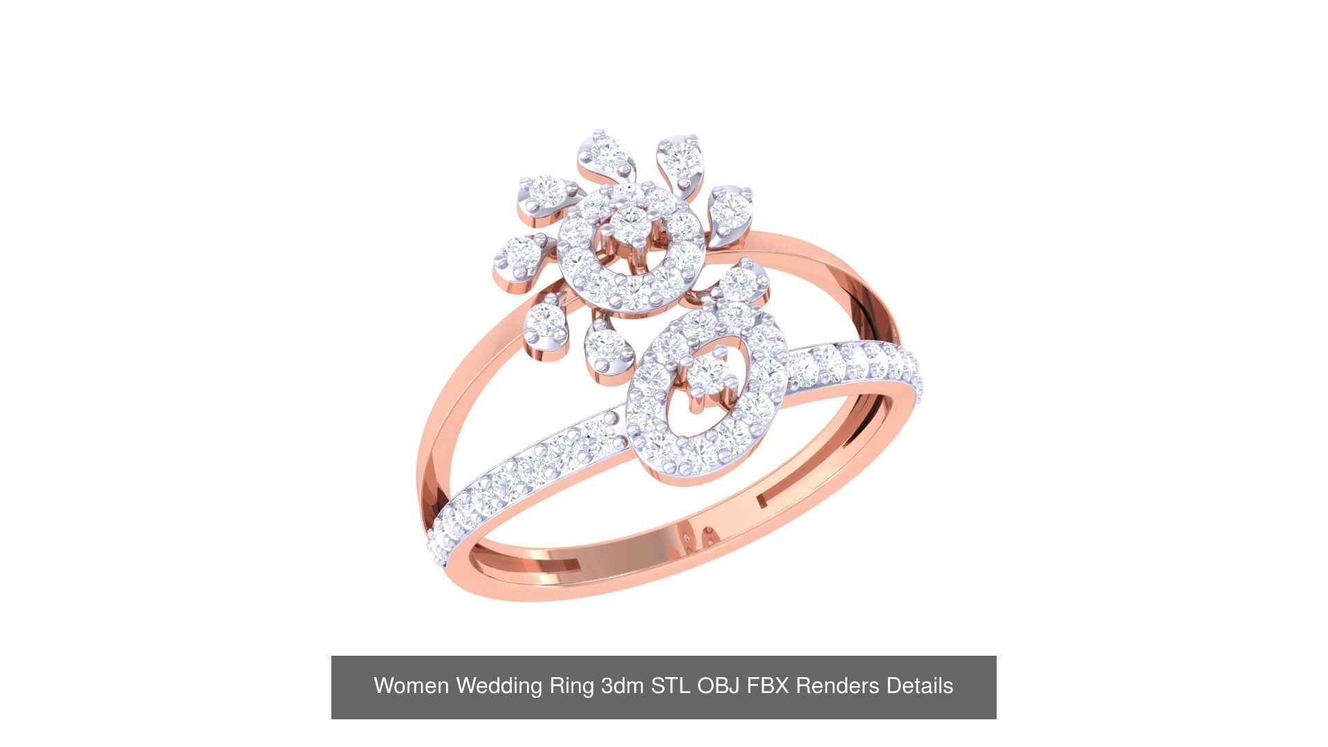 50 Women Wedding Ring 3dm STL OBJ FBX Renders Details Collection _45
