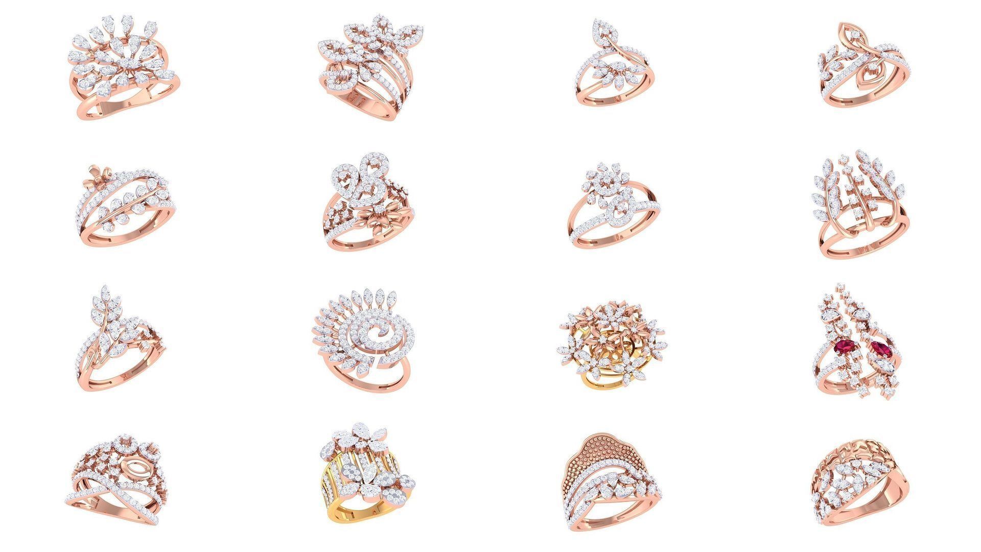 50 Women Wedding Ring 3dm STL OBJ FBX Renders Details Collection _3