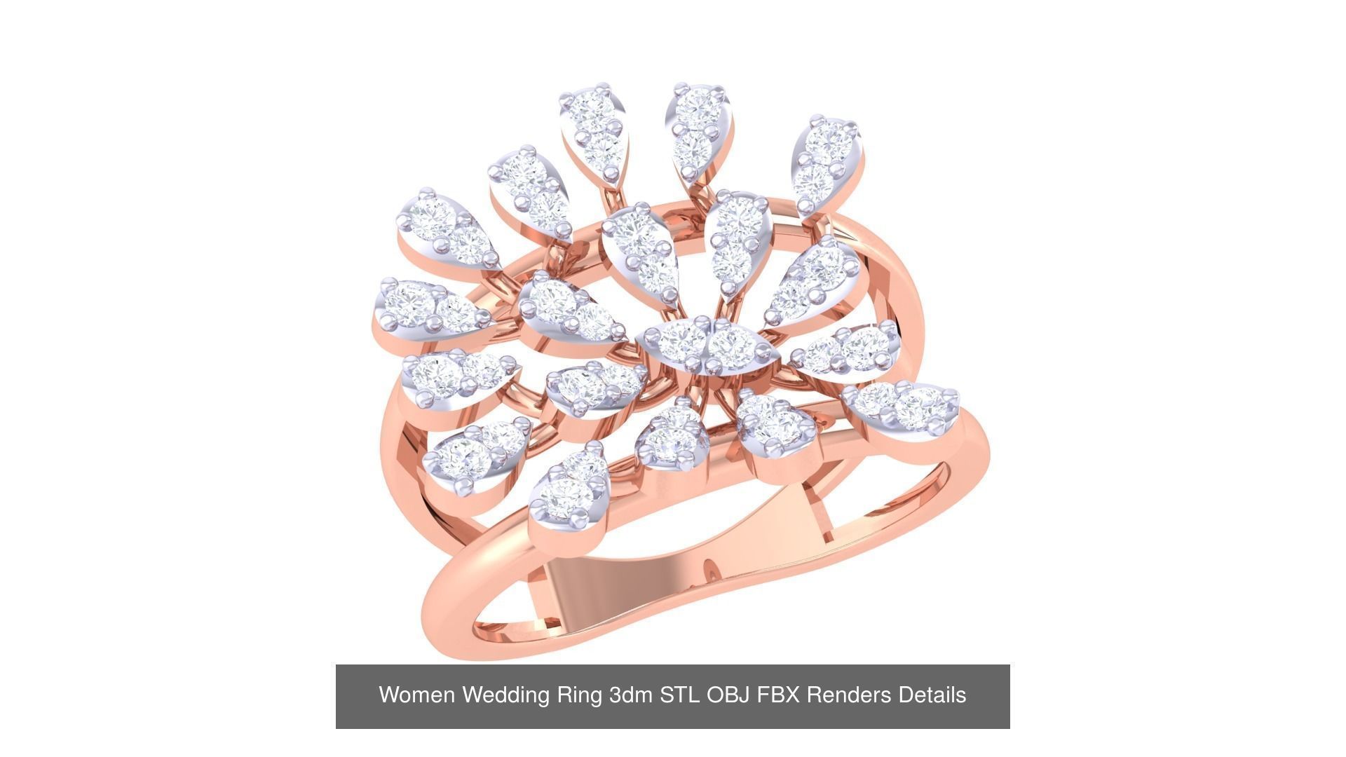 50 Women Wedding Ring 3dm STL OBJ FBX Renders Details Collection _39