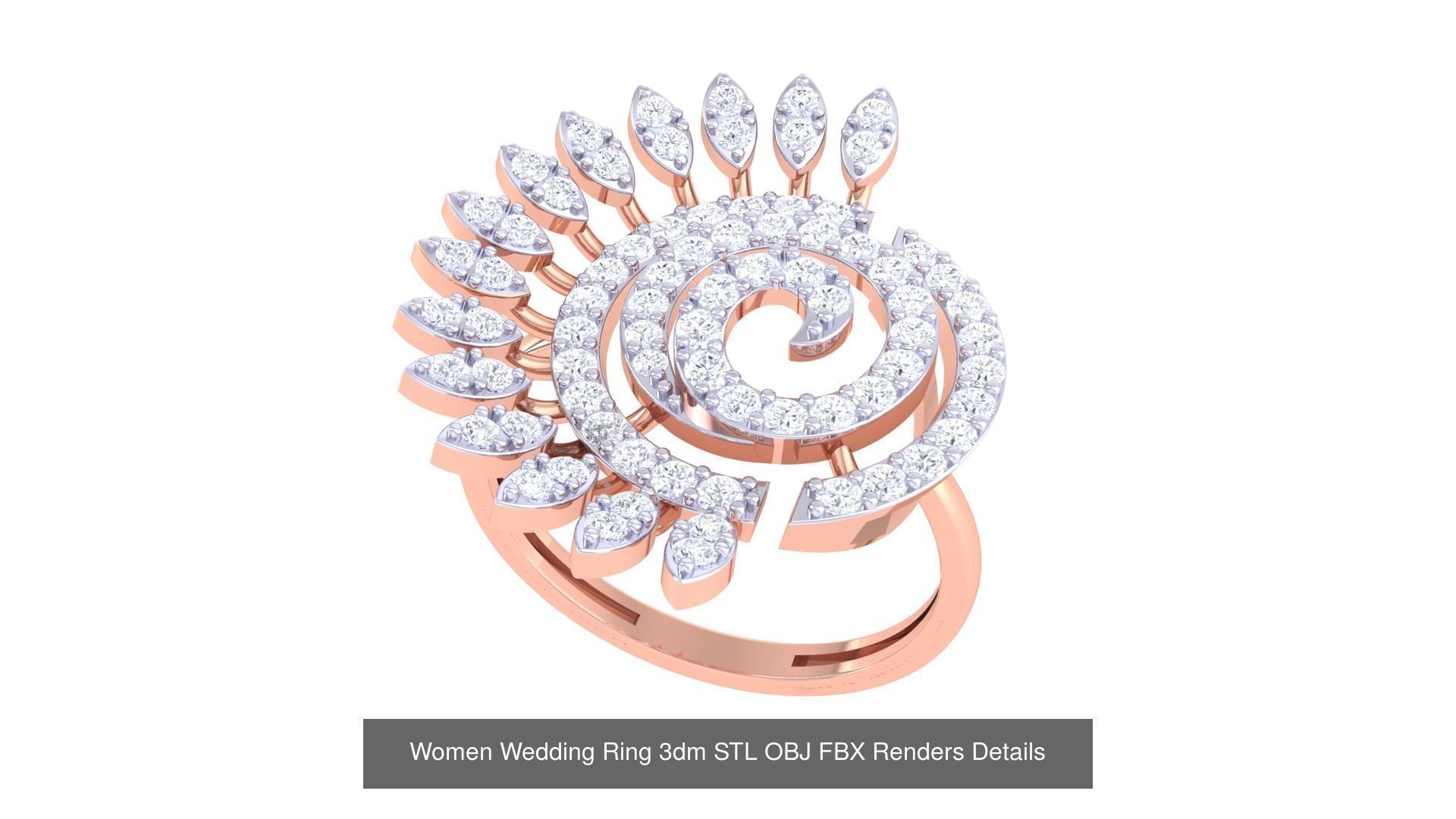 50 Women Wedding Ring 3dm STL OBJ FBX Renders Details Collection _48