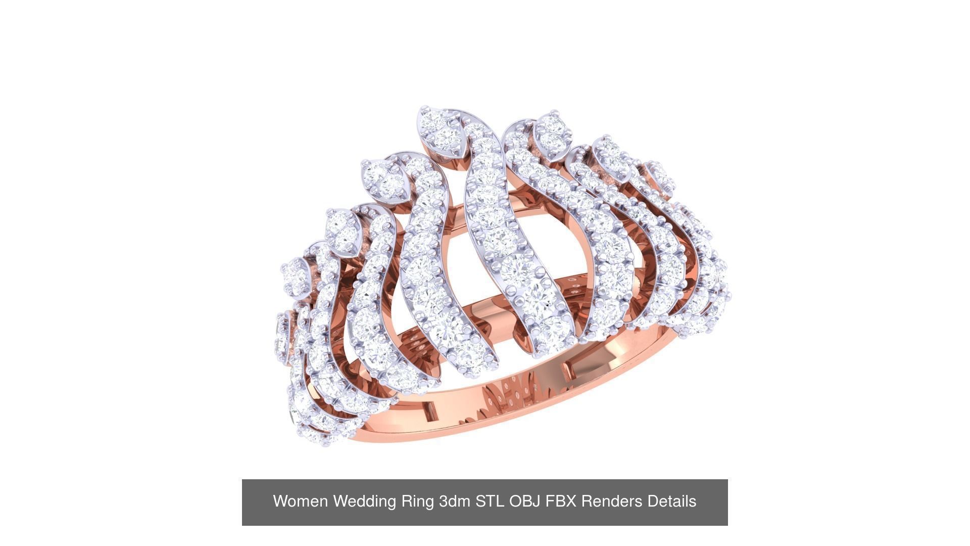 50 Women Wedding Ring 3dm STL OBJ FBX Renders Details Collection _56