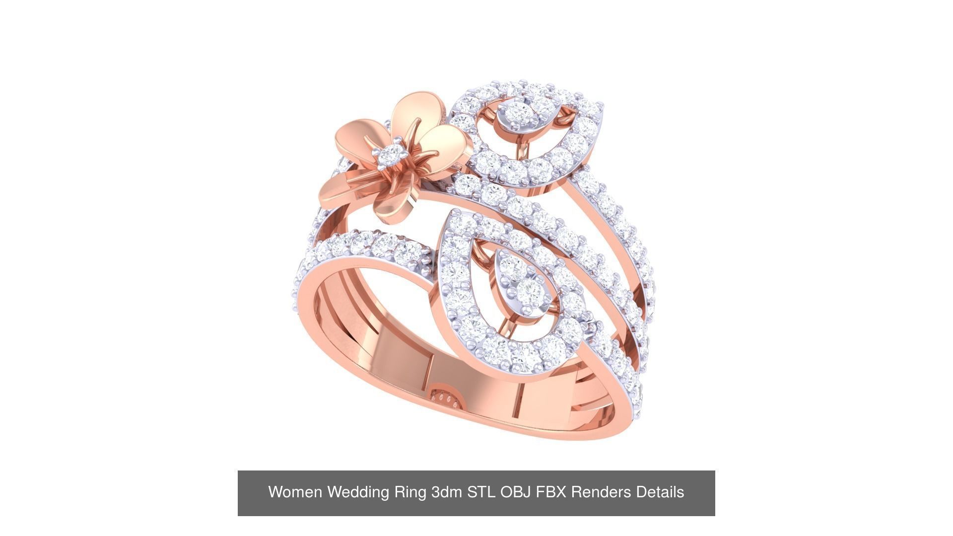 50 Women Wedding Ring 3dm STL OBJ FBX Renders Details Collection _22