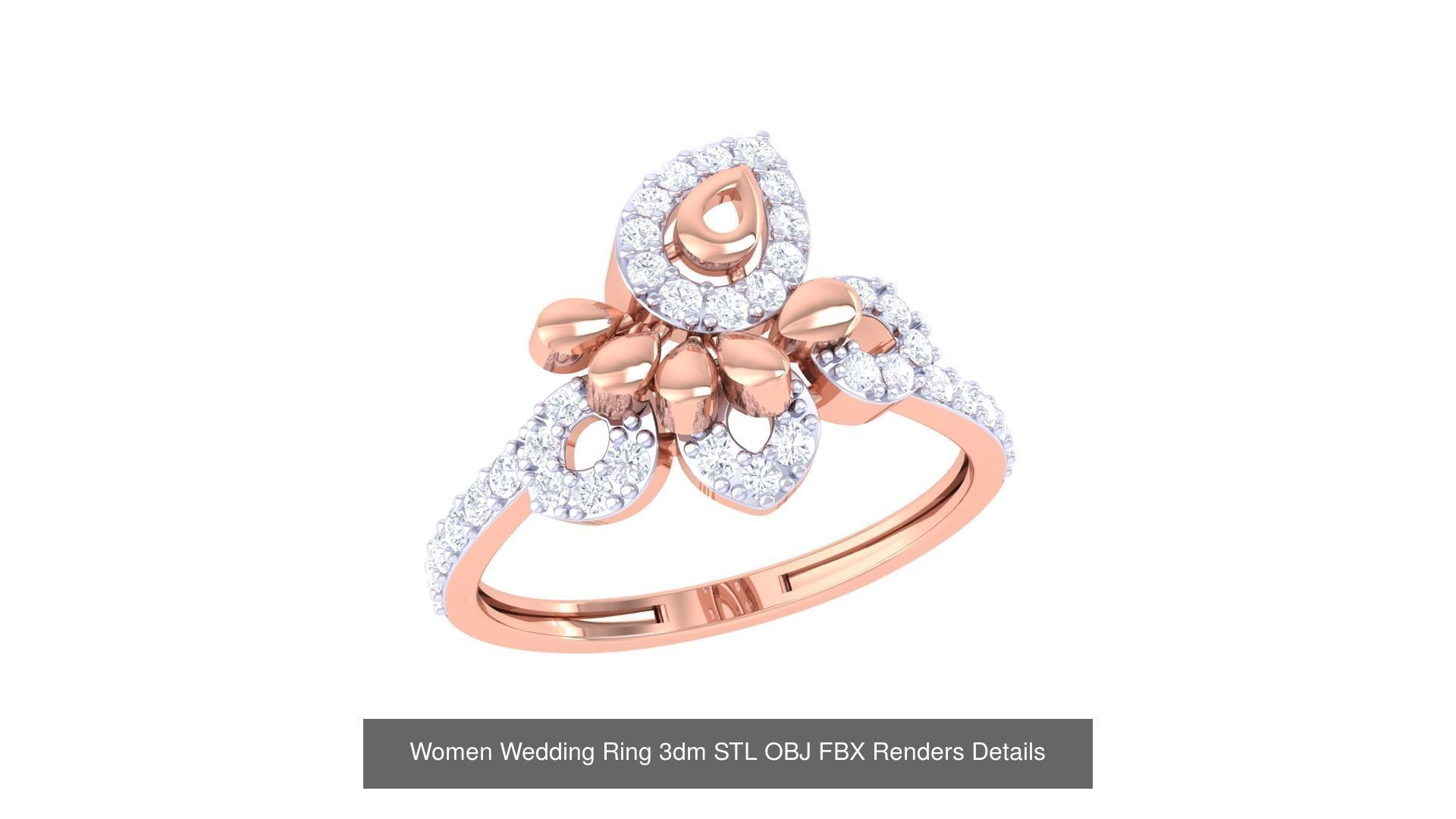 50 Women Wedding Ring 3dm STL OBJ FBX Renders Details Collection _27