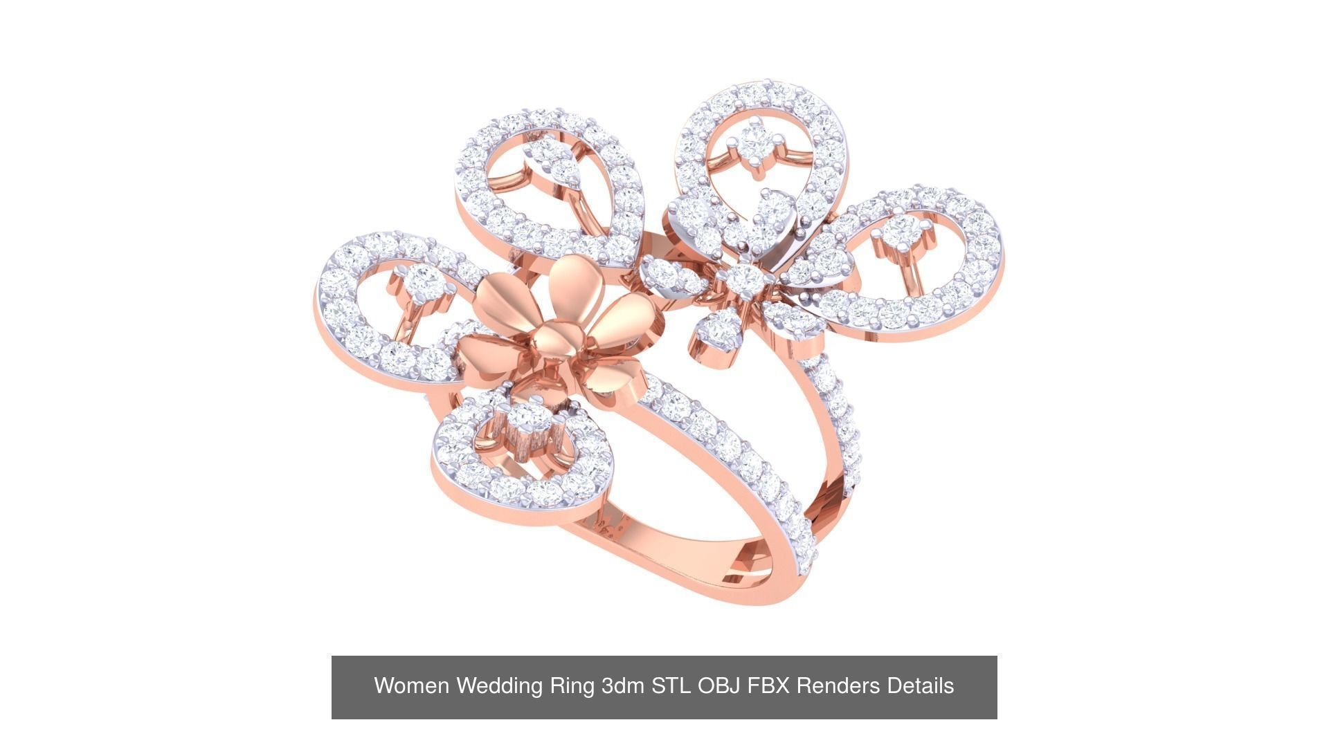 50 Women Wedding Ring 3dm STL OBJ FBX Renders Details Collection _38
