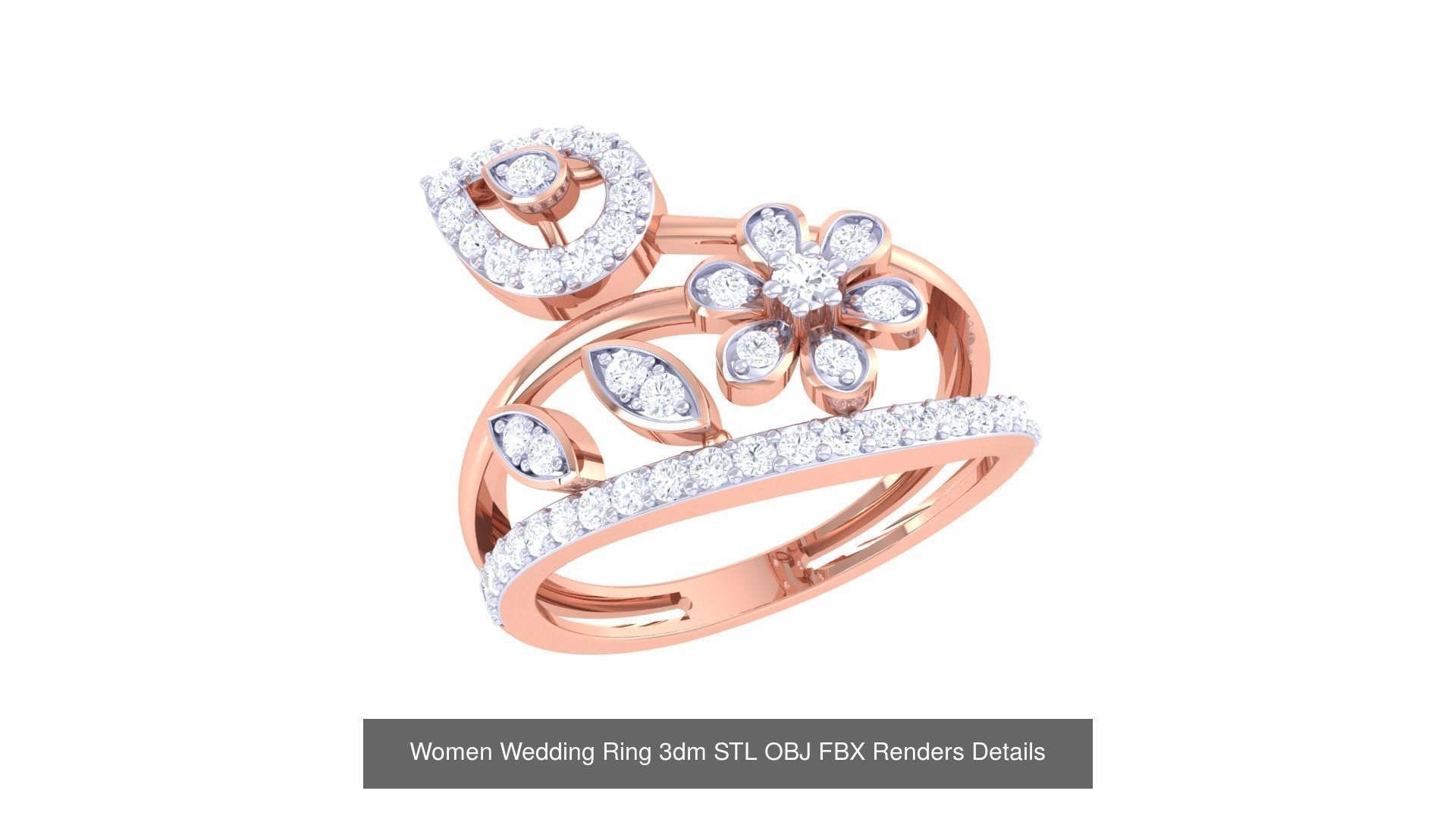 50 Women Wedding Ring 3dm STL OBJ FBX Renders Details Collection _12
