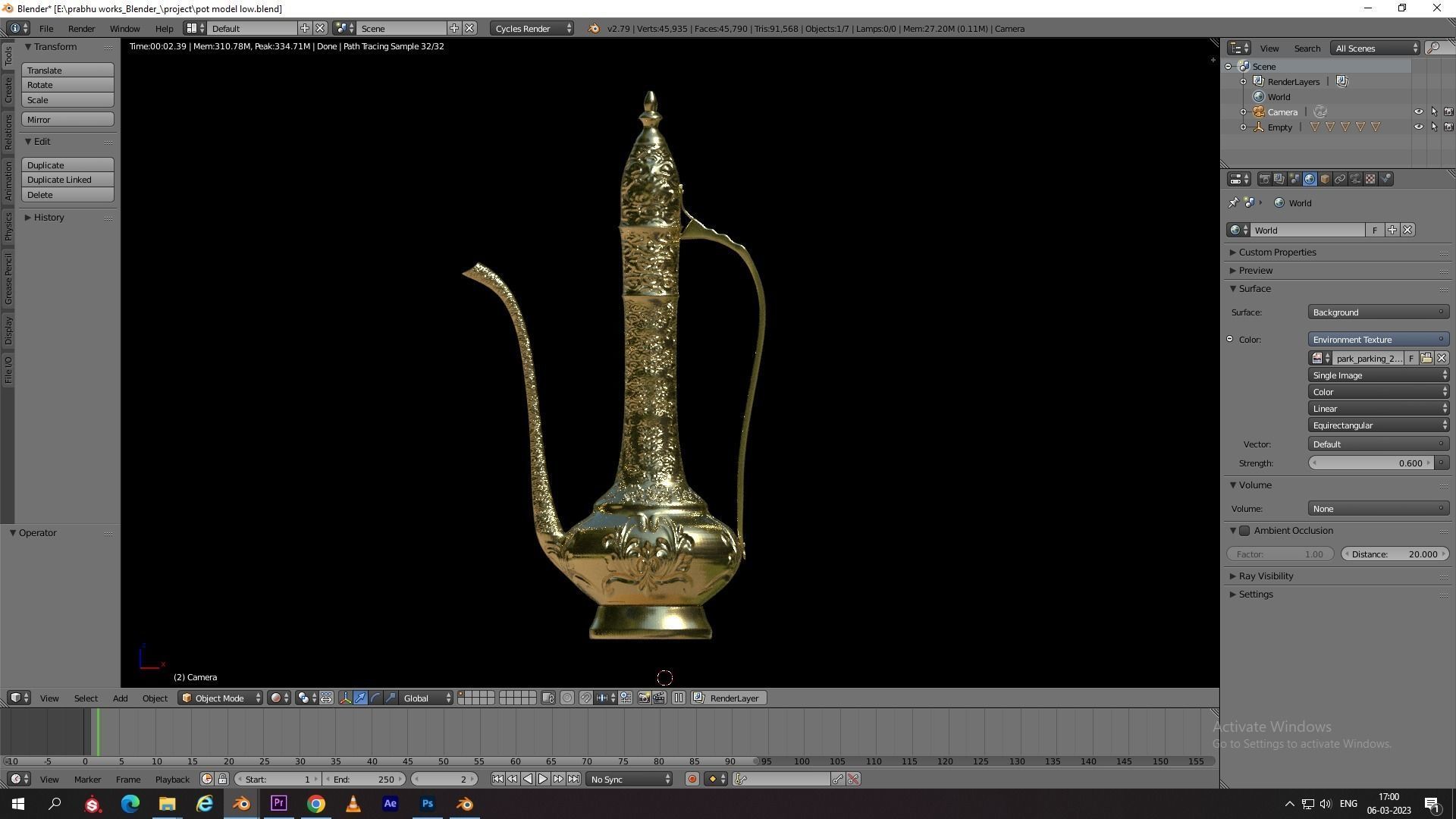 Vintage Arabic jug  Low-poly 3D model_4