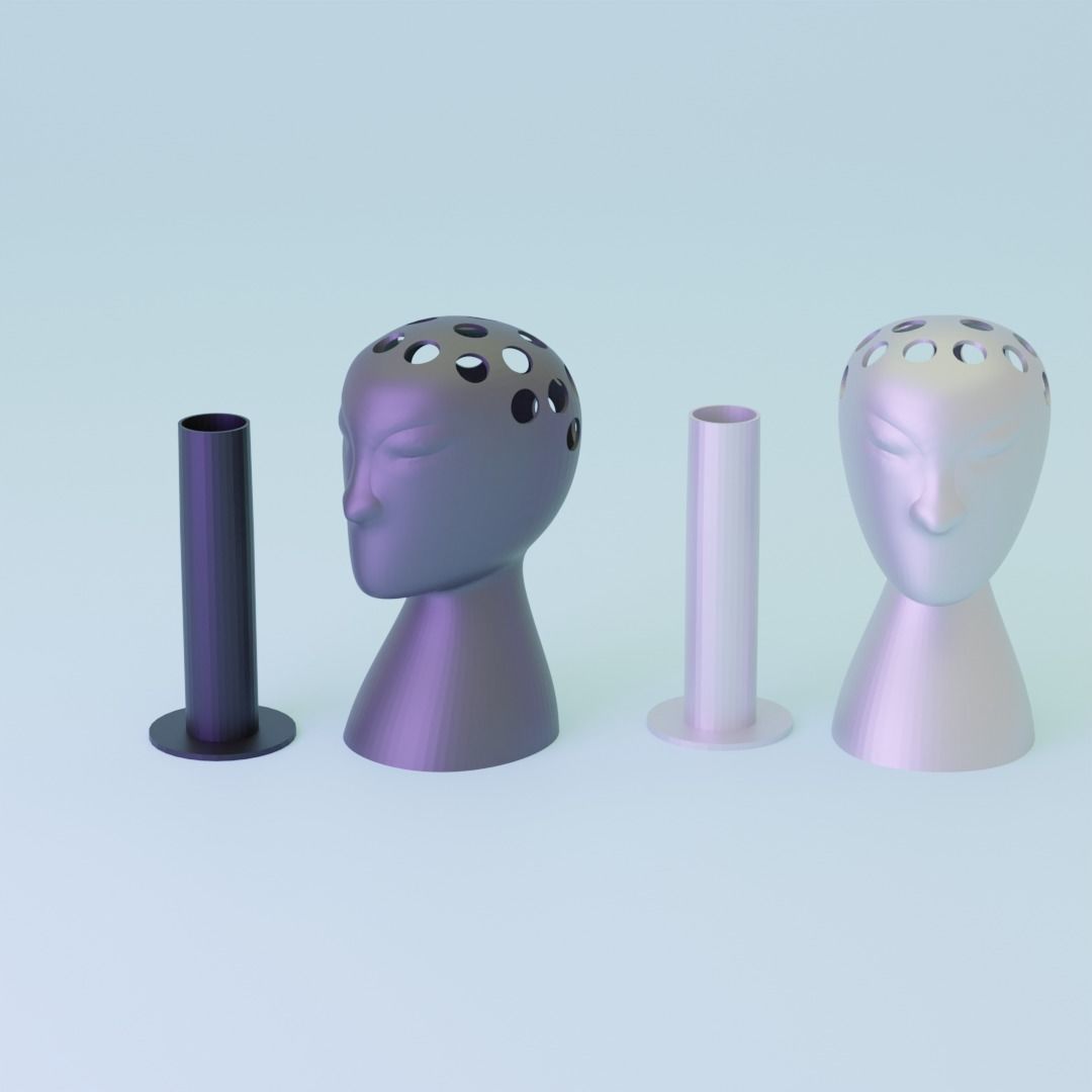 3D printable flower vase face shaped flower vase 3D print model_3