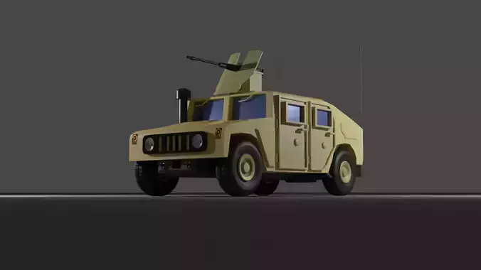 Hummer military vehicle with gun