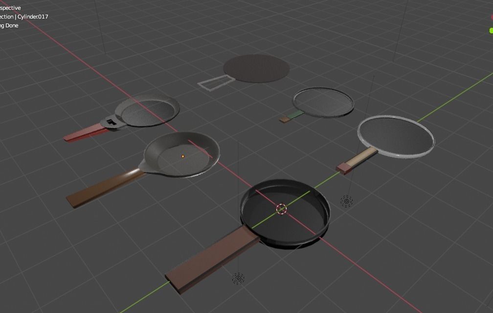 Frying Pans Low-poly 3D model_3