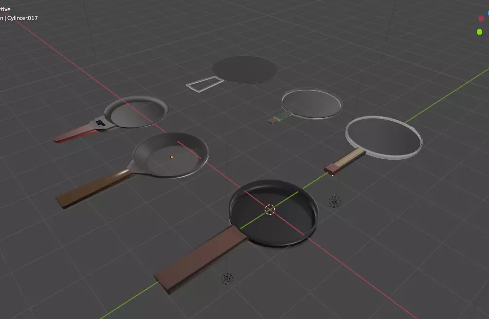 Frying Pans Low-poly 3D model_0