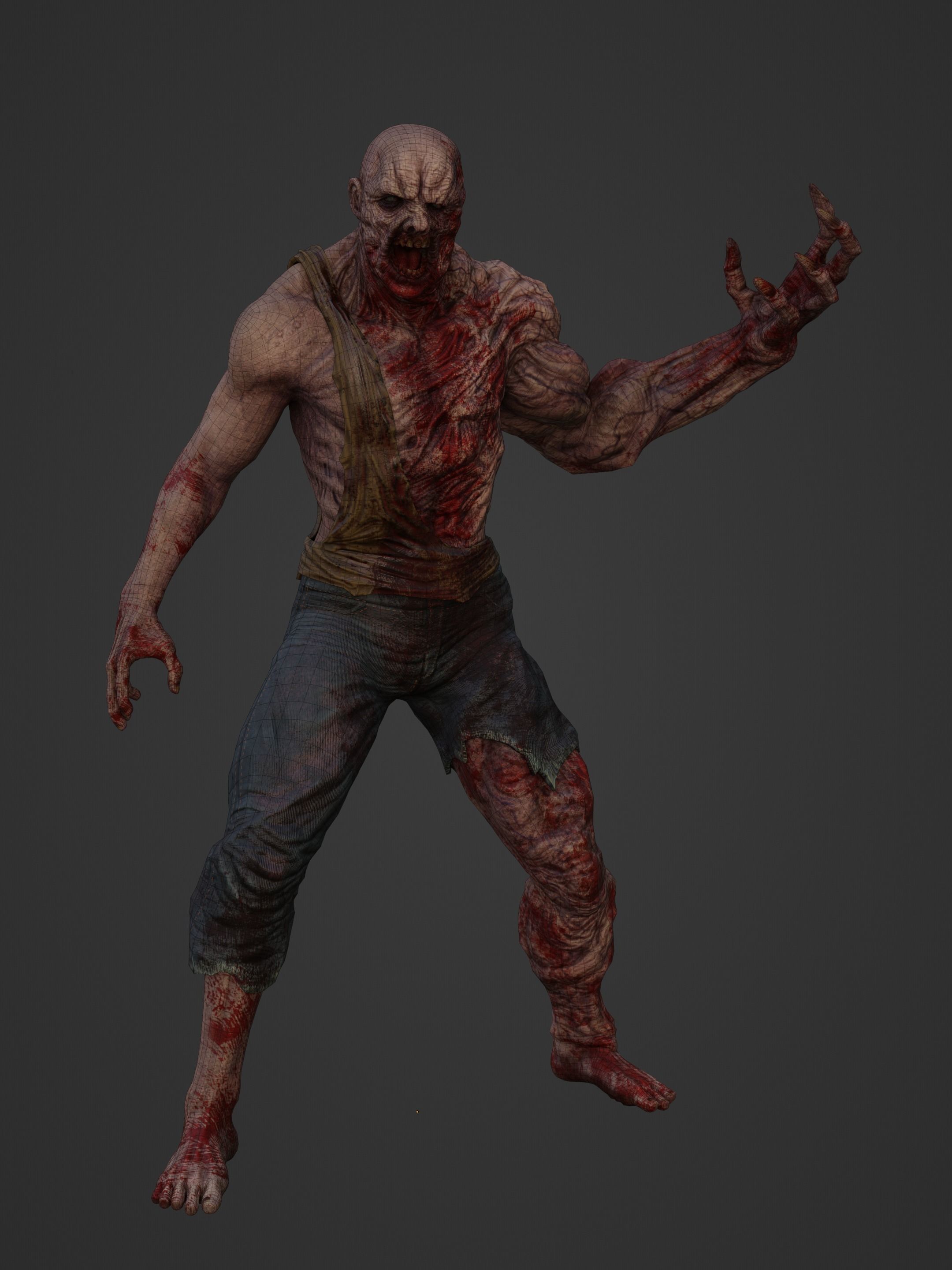 Mutant Zombie Game Ready Character Low-poly 3D model_17