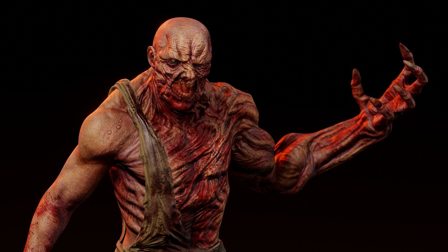 Mutant Zombie Game Ready Character Low-poly 3D model_14