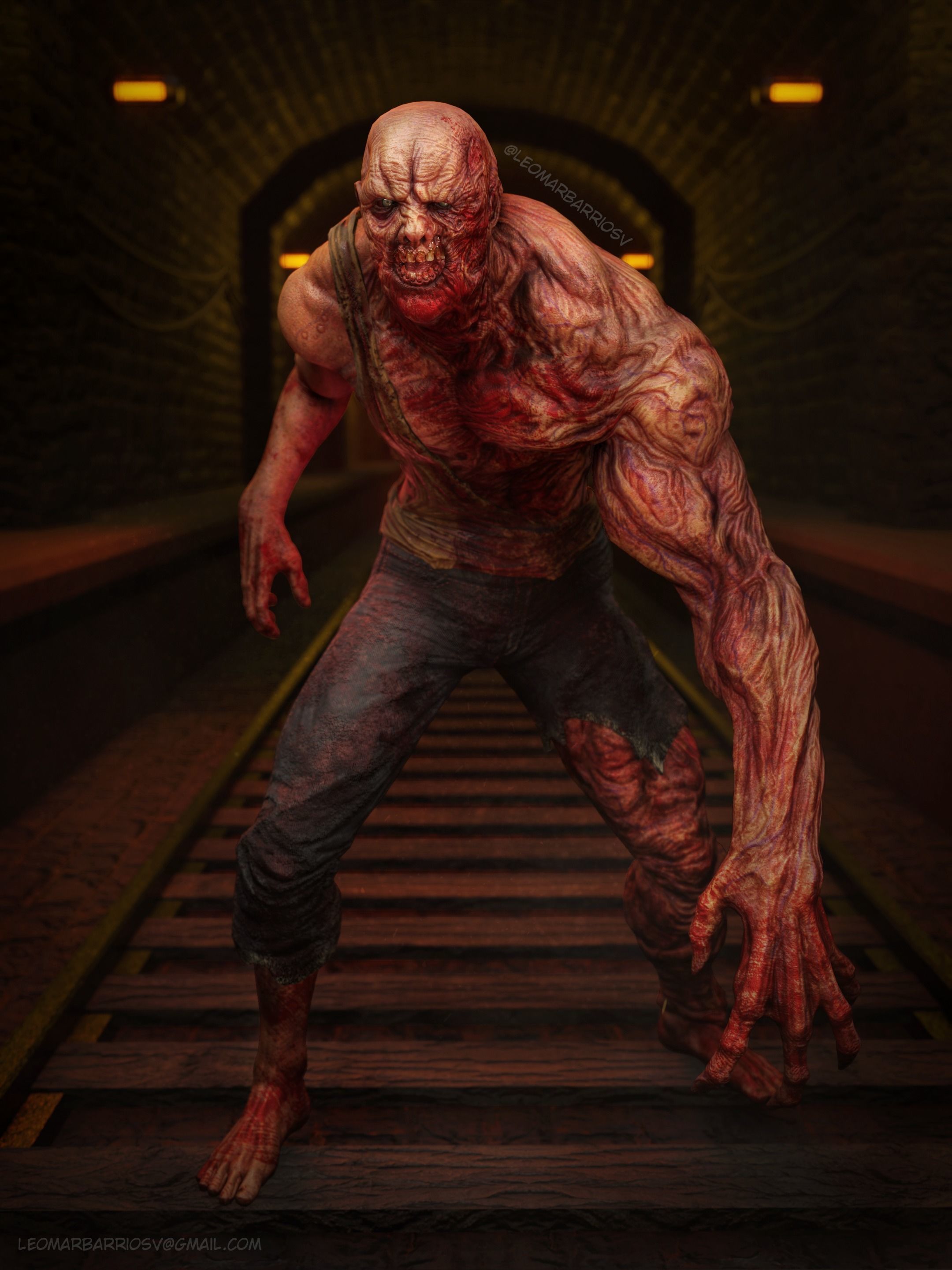 Mutant Zombie Game Ready Character Low-poly 3D model_4