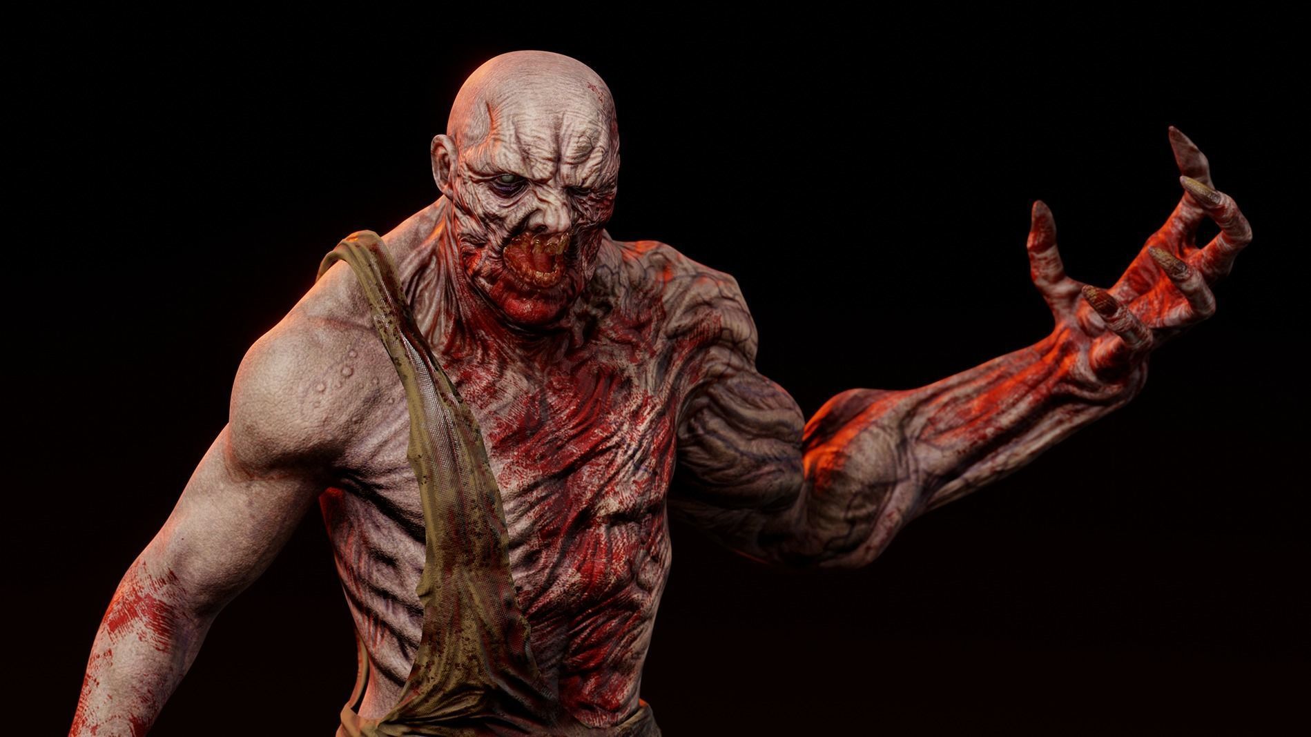Mutant Zombie Game Ready Character Low-poly 3D model_12