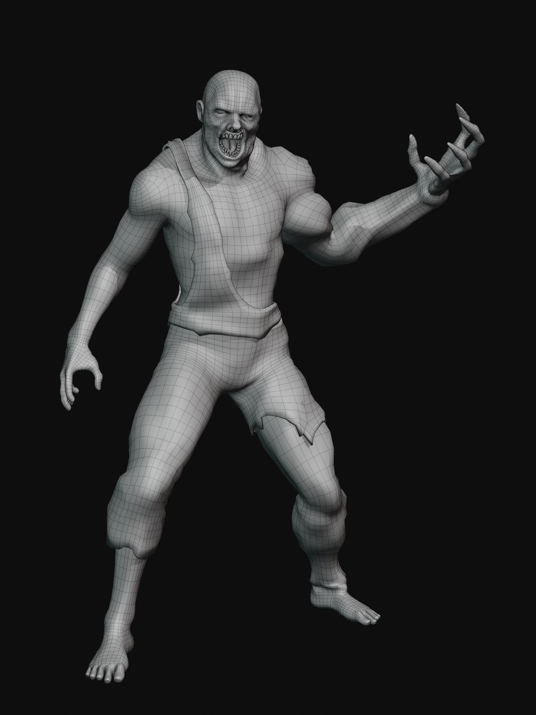 Mutant Zombie Game Ready Character Low-poly 3D model_15