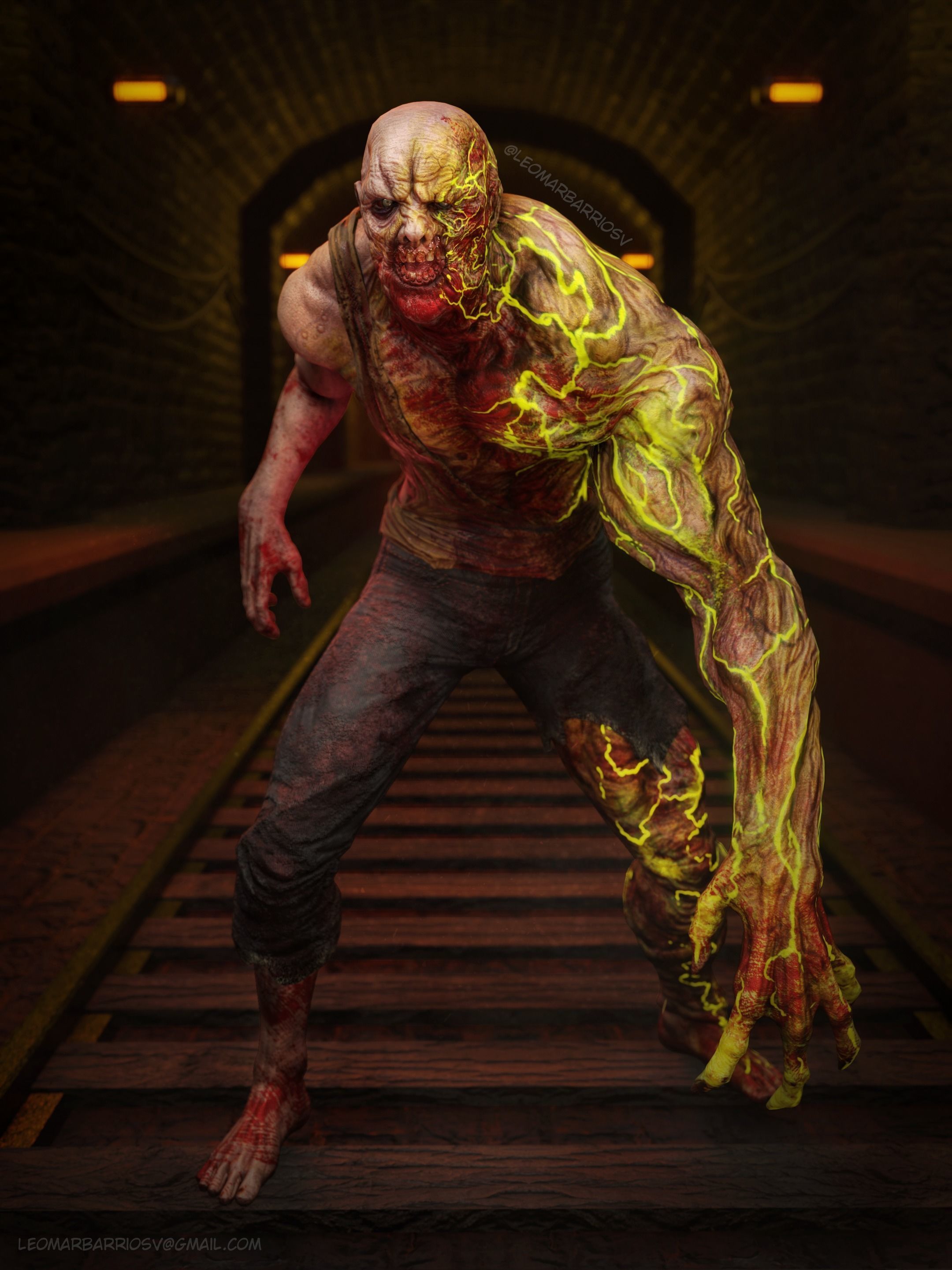 Mutant Zombie Game Ready Character Low-poly 3D model_5