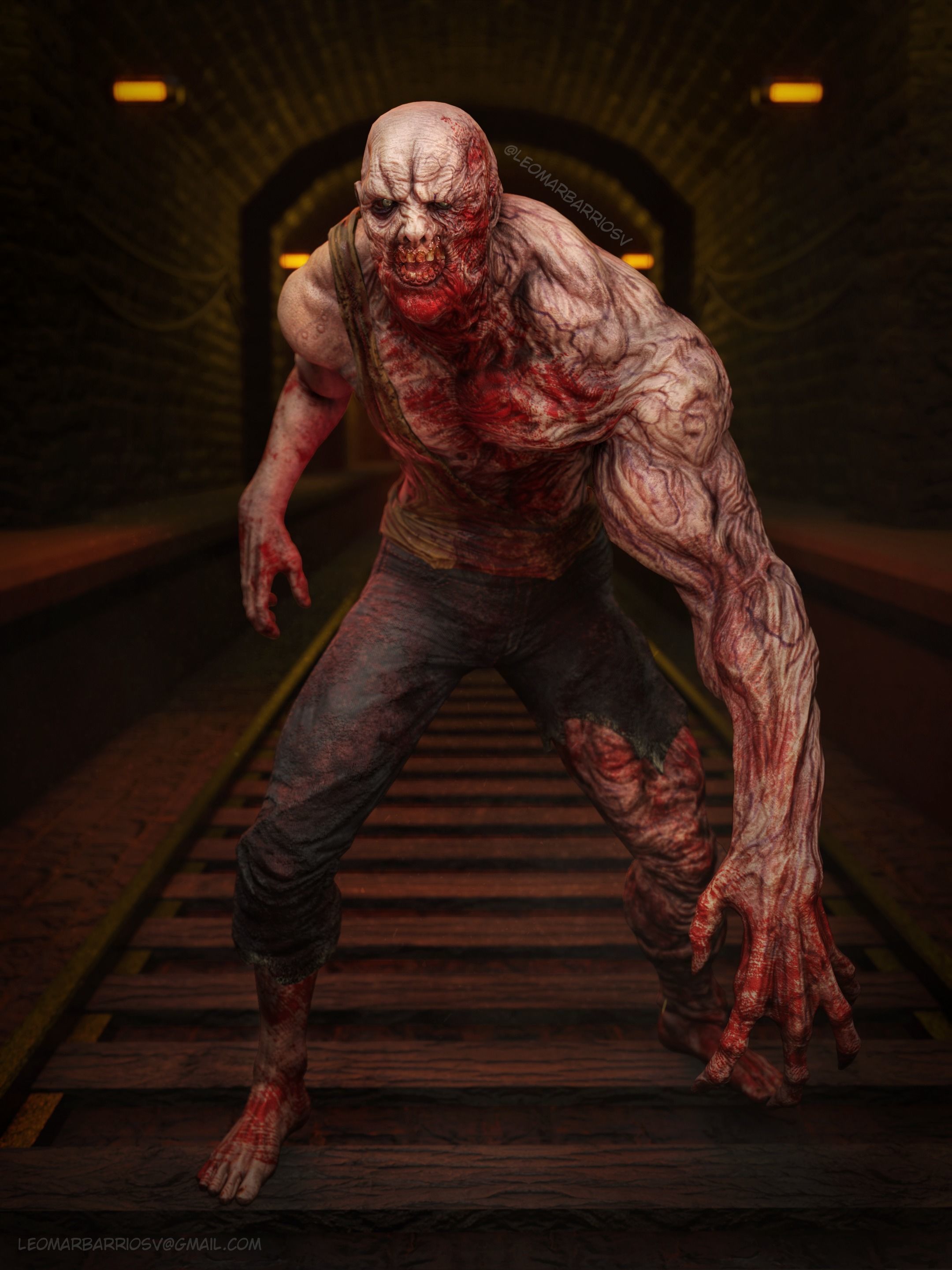 Mutant Zombie Game Ready Character Low-poly 3D model_3