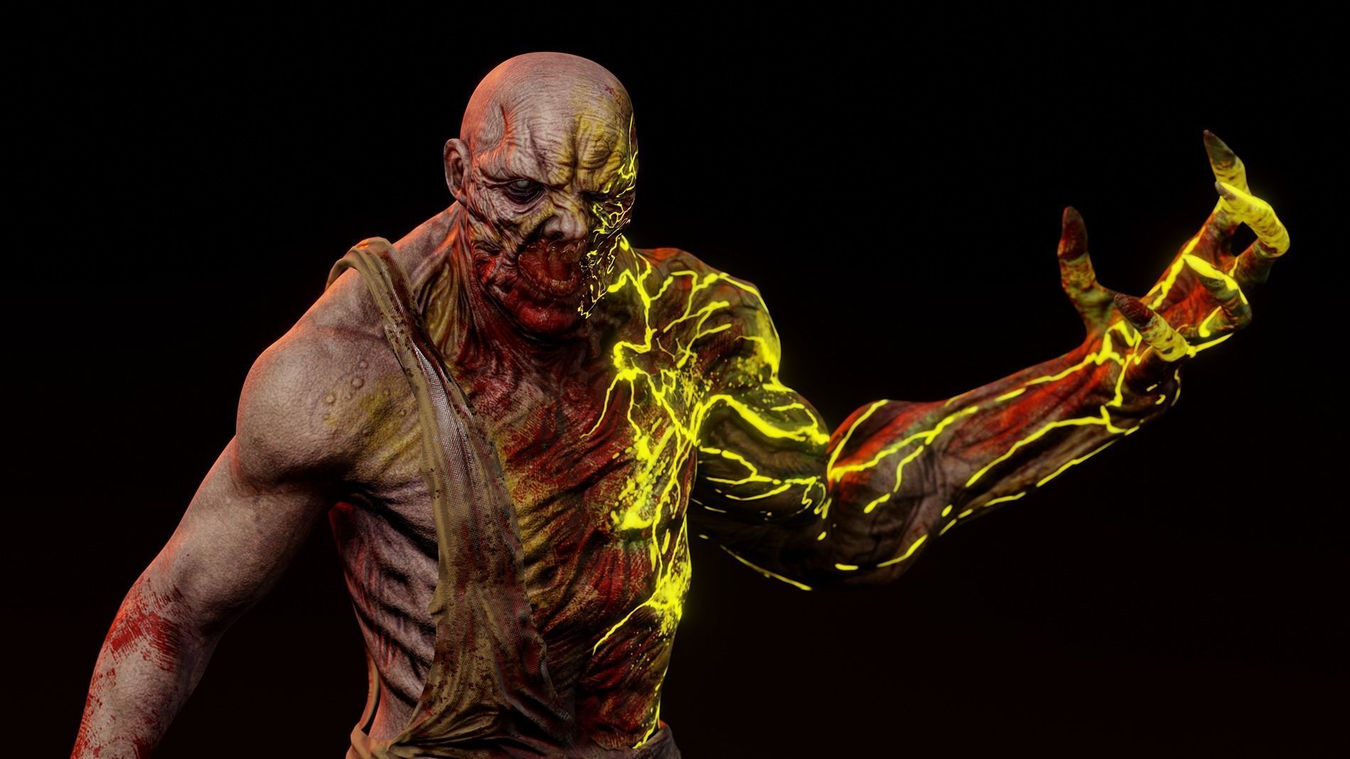 Mutant Zombie Game Ready Character Low-poly 3D model_13