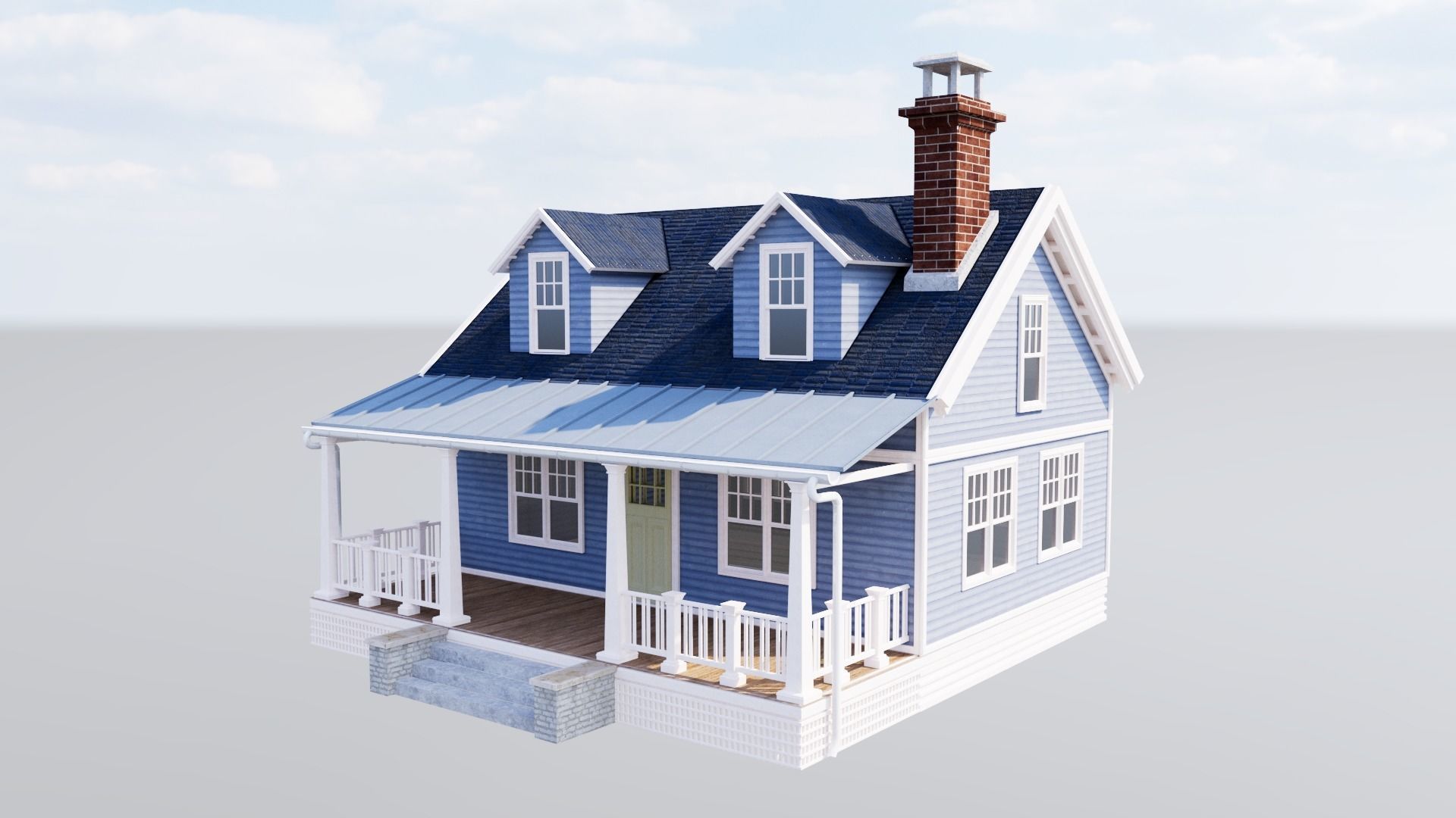 American Cottage - House Model 3D 3D model_7