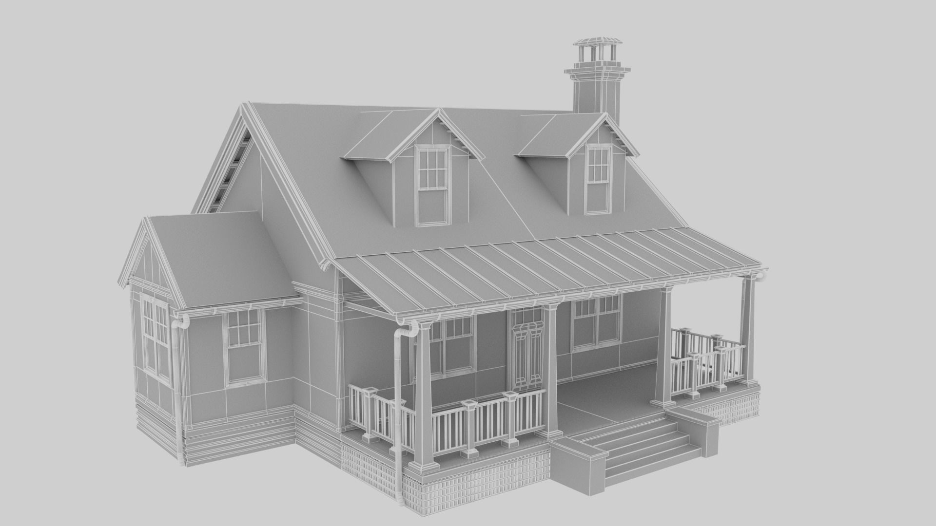 American Cottage - House Model 3D 3D model_10