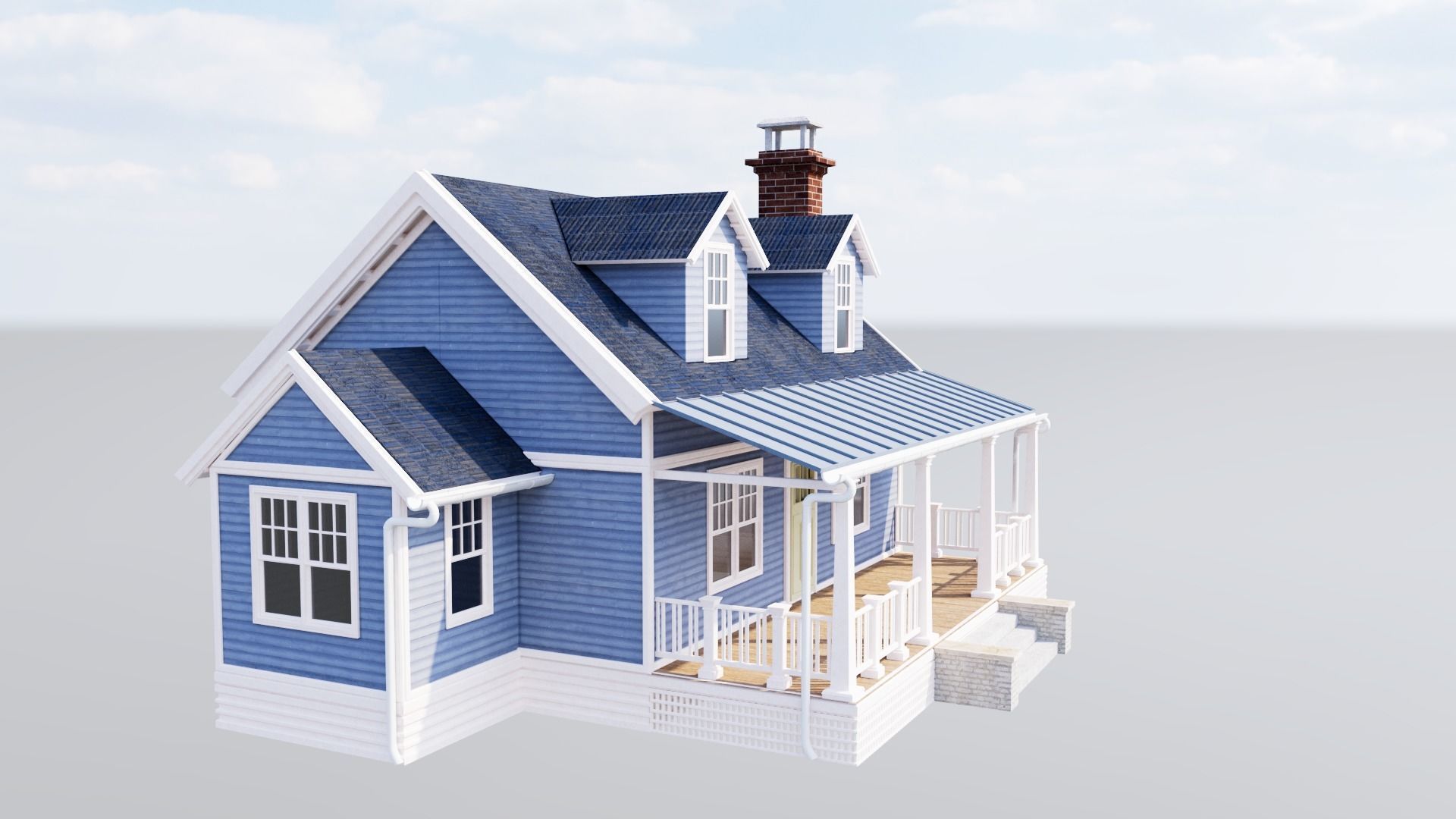 American Cottage - House Model 3D 3D model_4