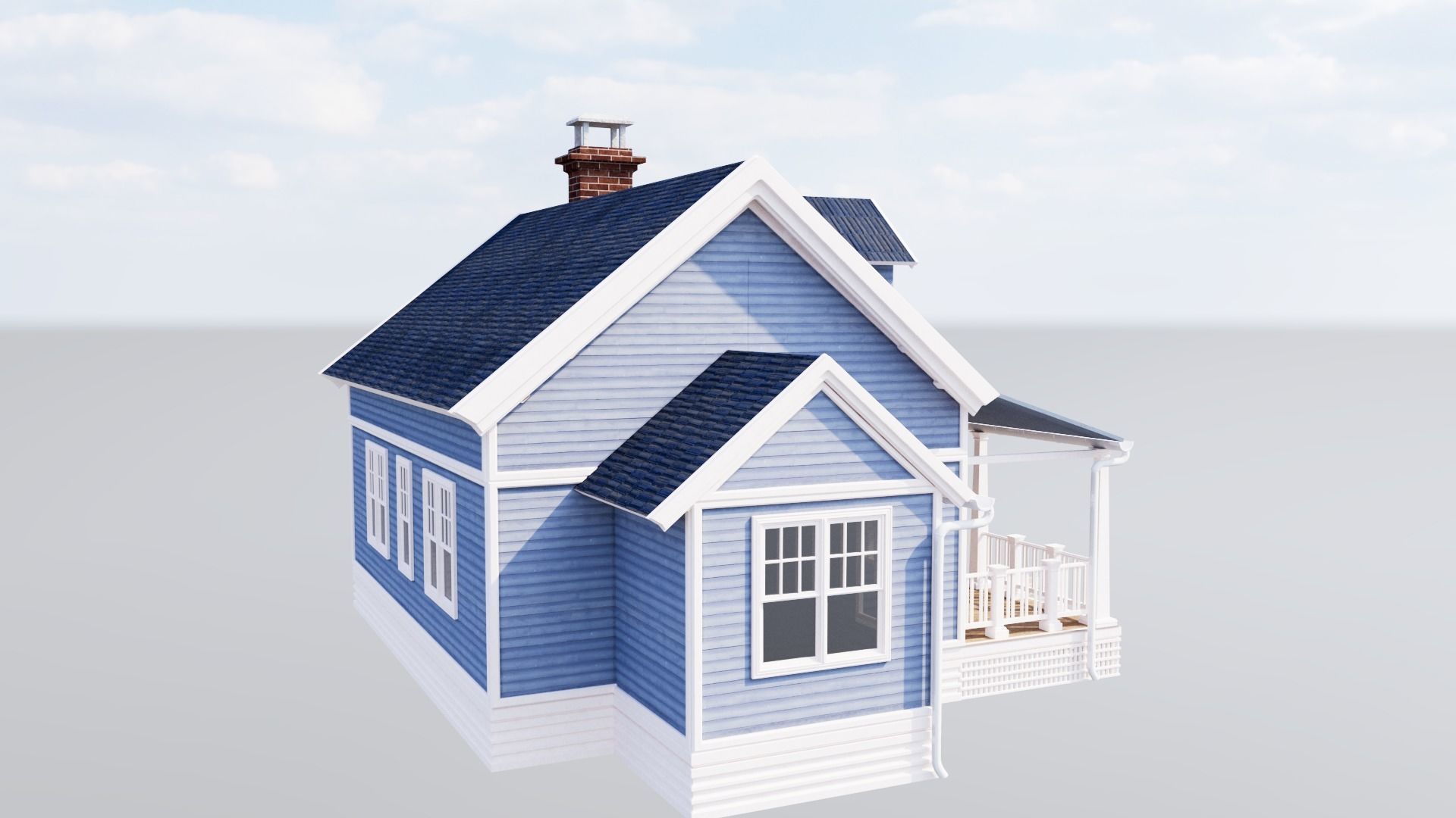 American Cottage - House Model 3D 3D model_5