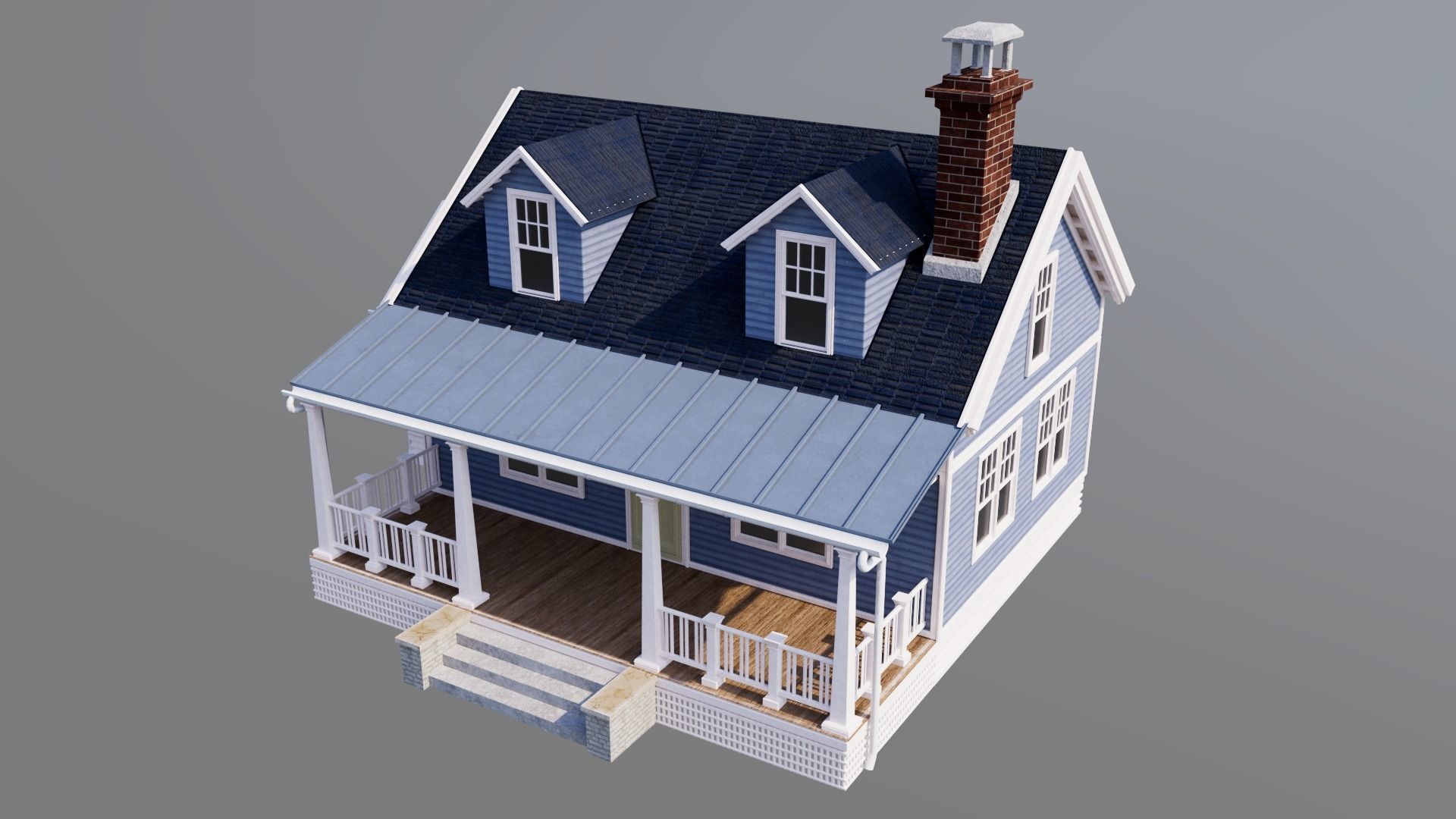 American Cottage - House Model 3D 3D model_9