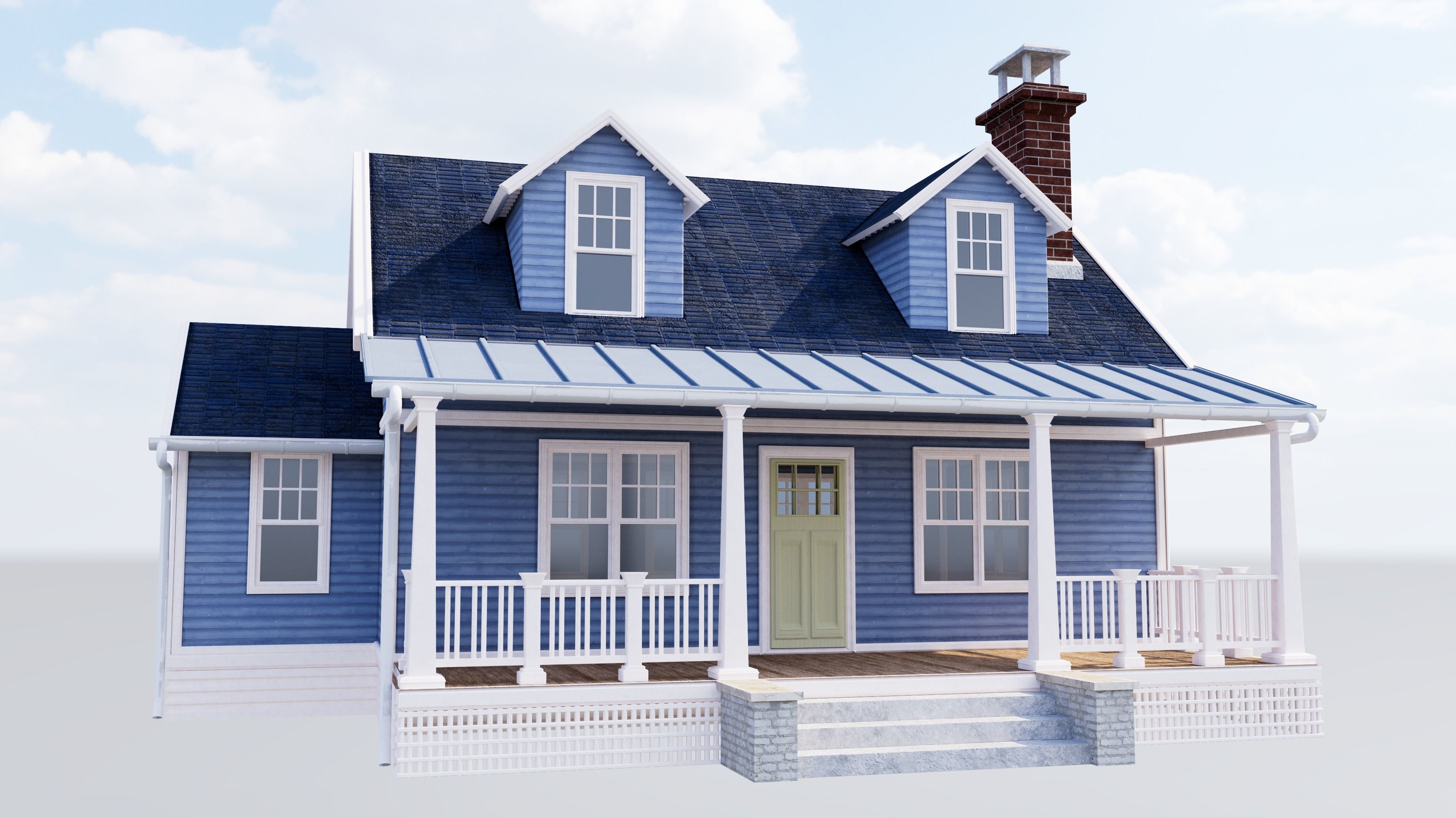 American Cottage - House Model 3D 3D model_8