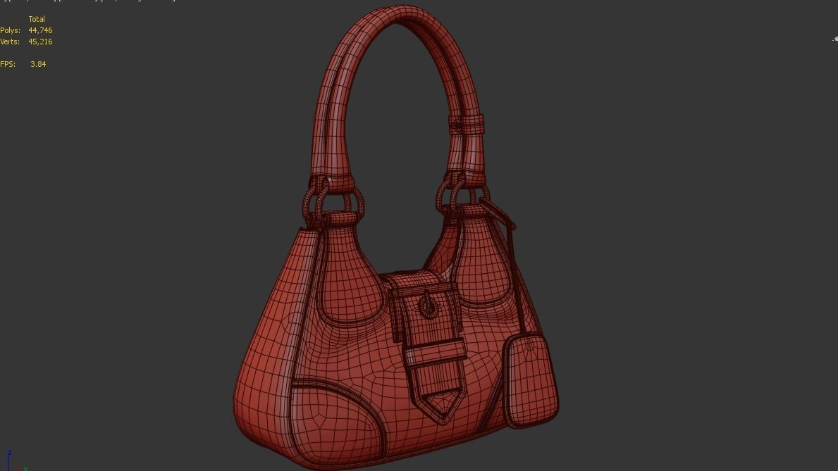 bag-handbag handbag with metal buckle 3D model_10