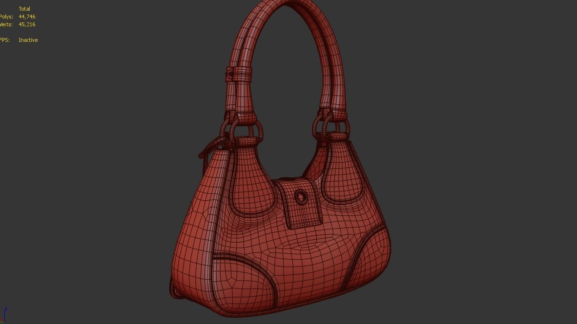 bag-handbag handbag with metal buckle 3D model_11