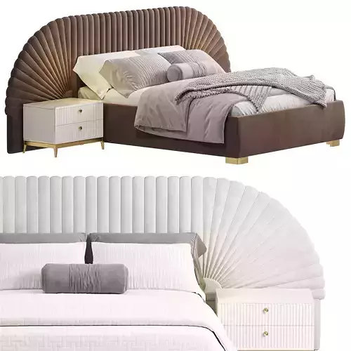 Upholstered Bed Low-poly 3D model Upholstered Bed Low-poly 3D model