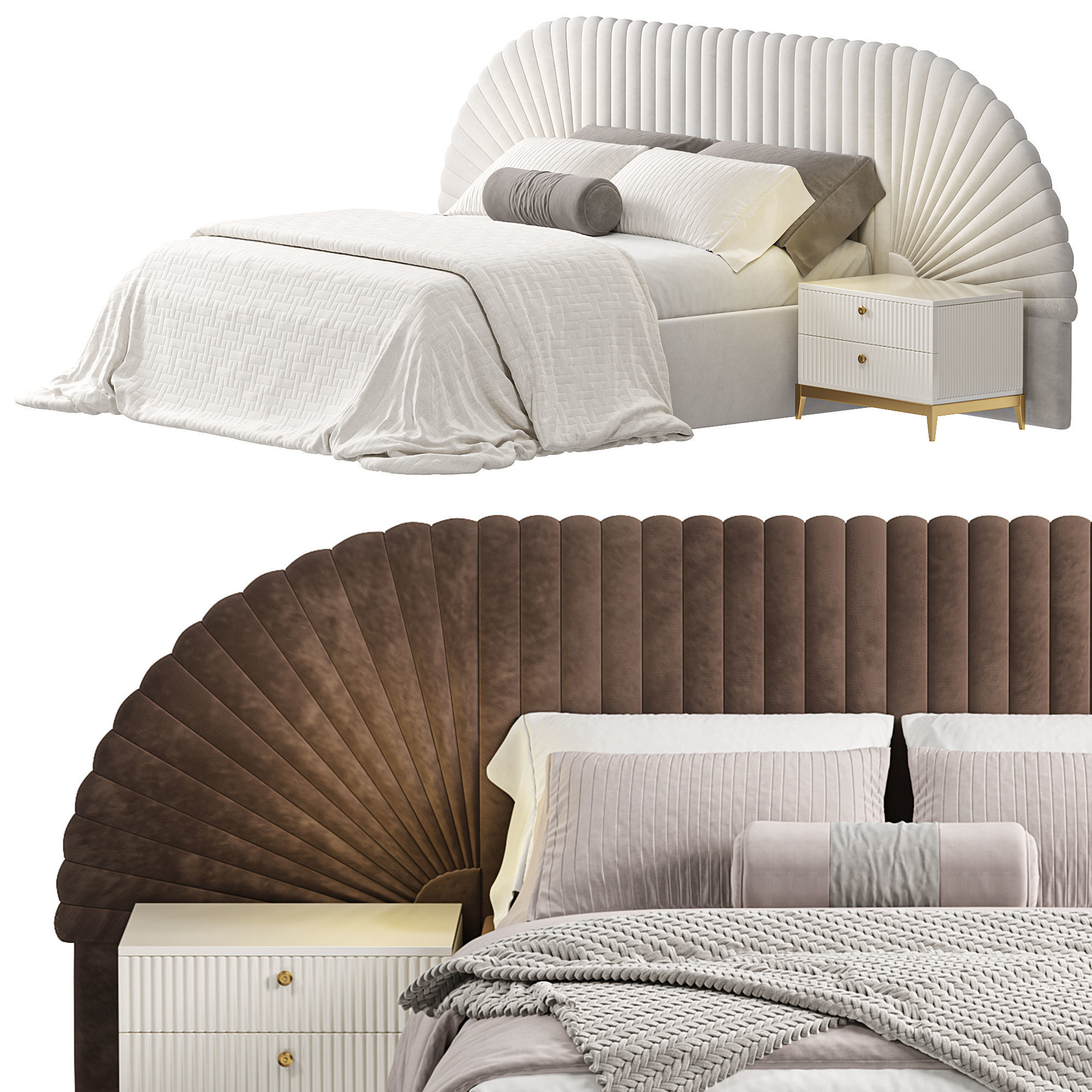 Upholstered Bed Low-poly 3D model_3