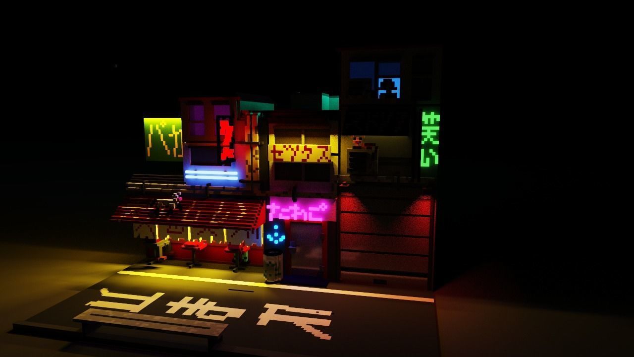 night tokyo Free low-poly 3D model_7