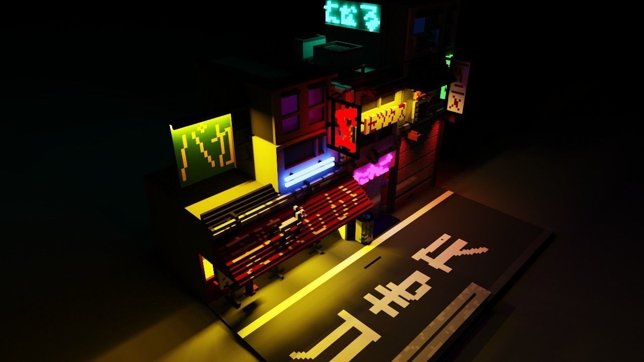 night tokyo Free low-poly 3D model_2