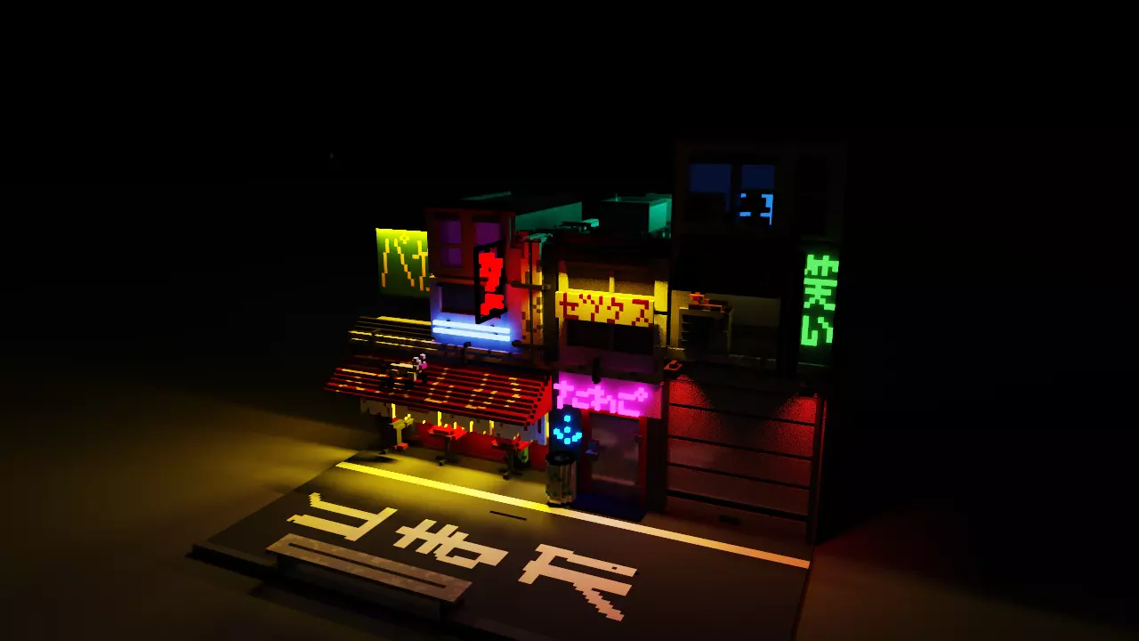 night tokyo Free low-poly 3D model_0