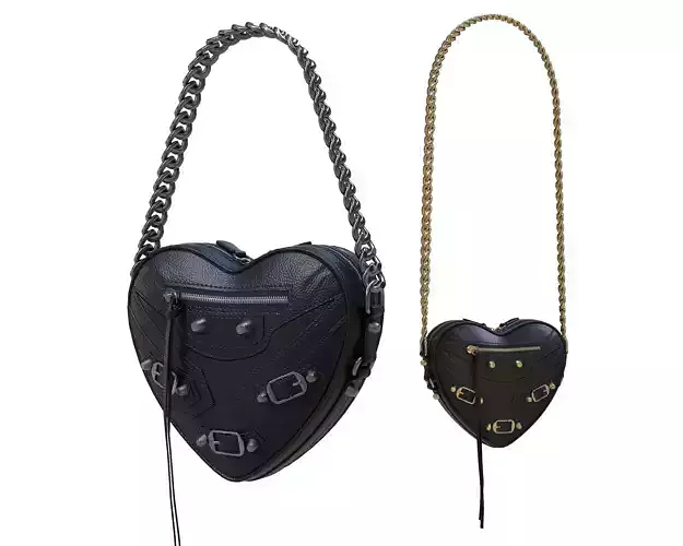 Balenciaga Le Cagole Heart Mini Bag Black Low-poly 3D model