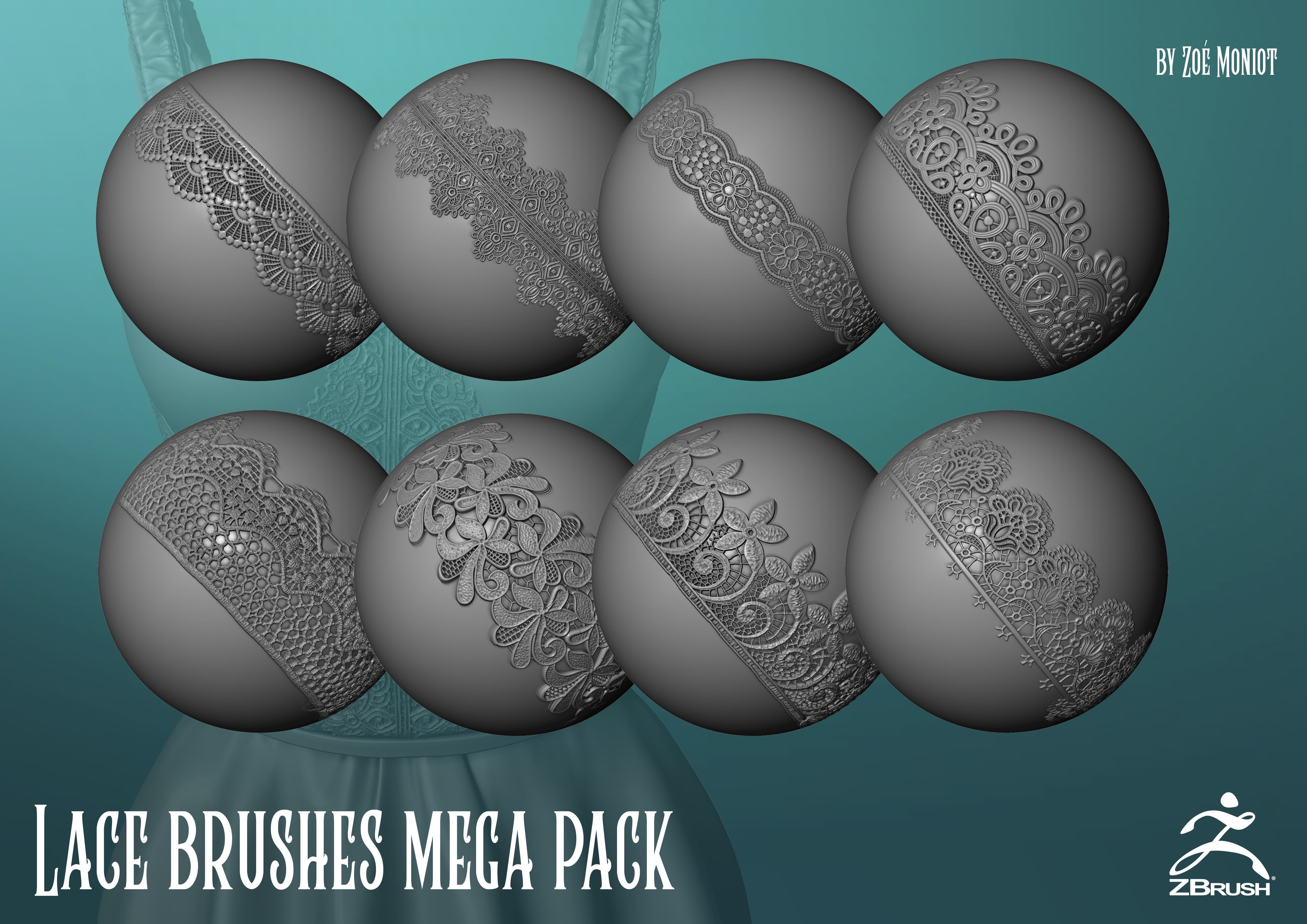 Lace Brushes - Mega Pack 3D model_3
