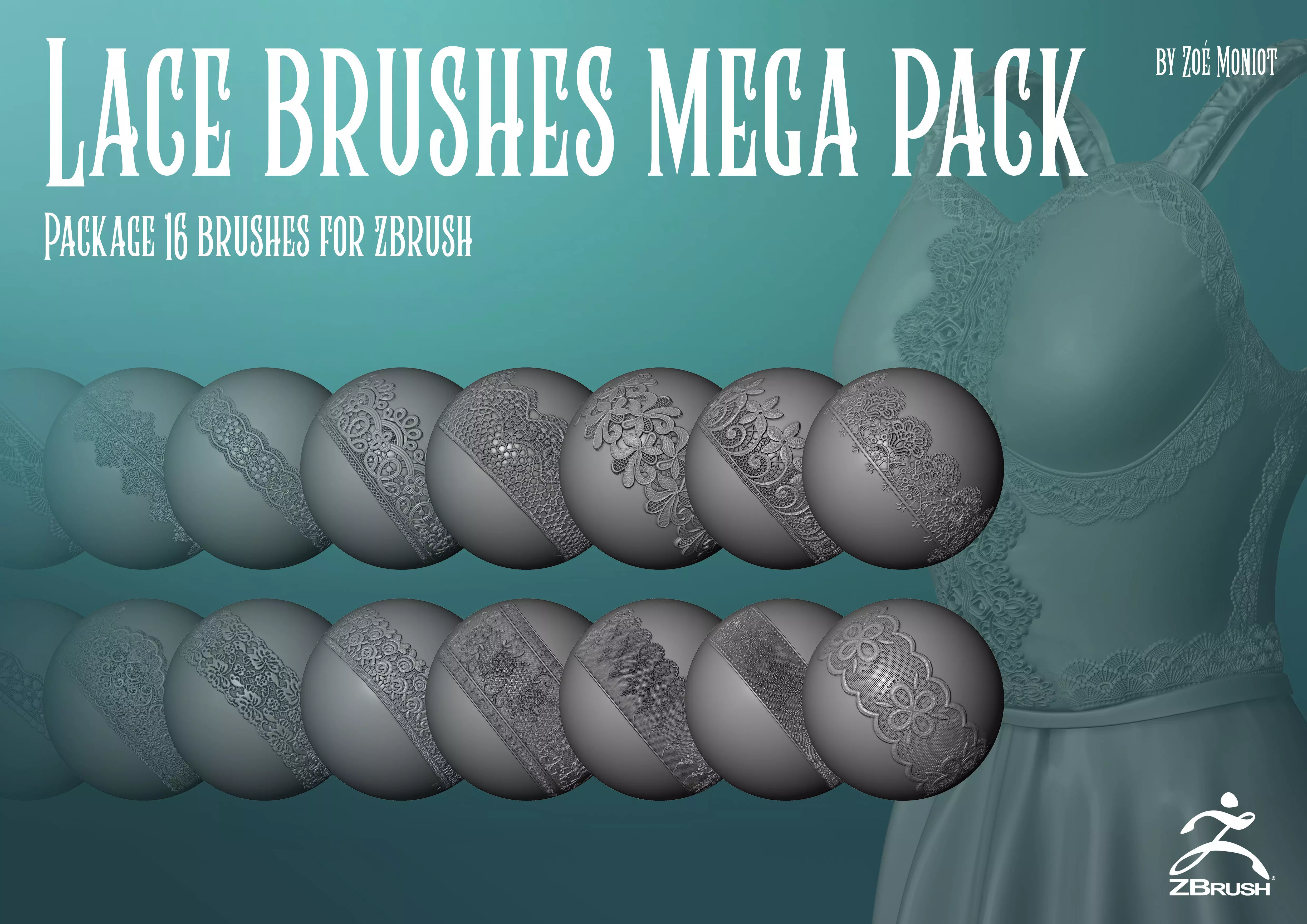 Lace Brushes - Mega Pack 3D model_0