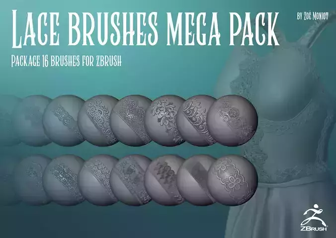 Lace Brushes - Mega Pack 3D model