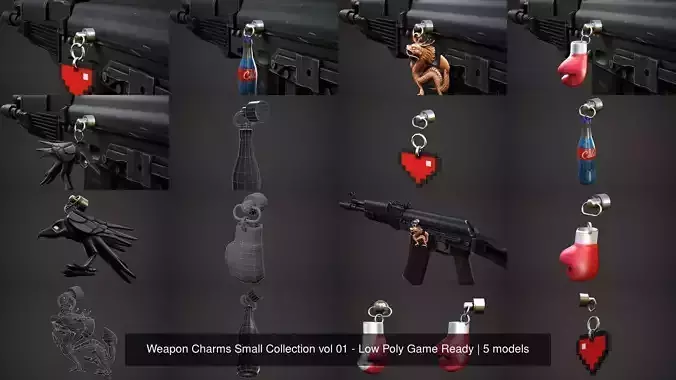Weapon Charms Small Collection vol 01 - Low Poly Game Ready 