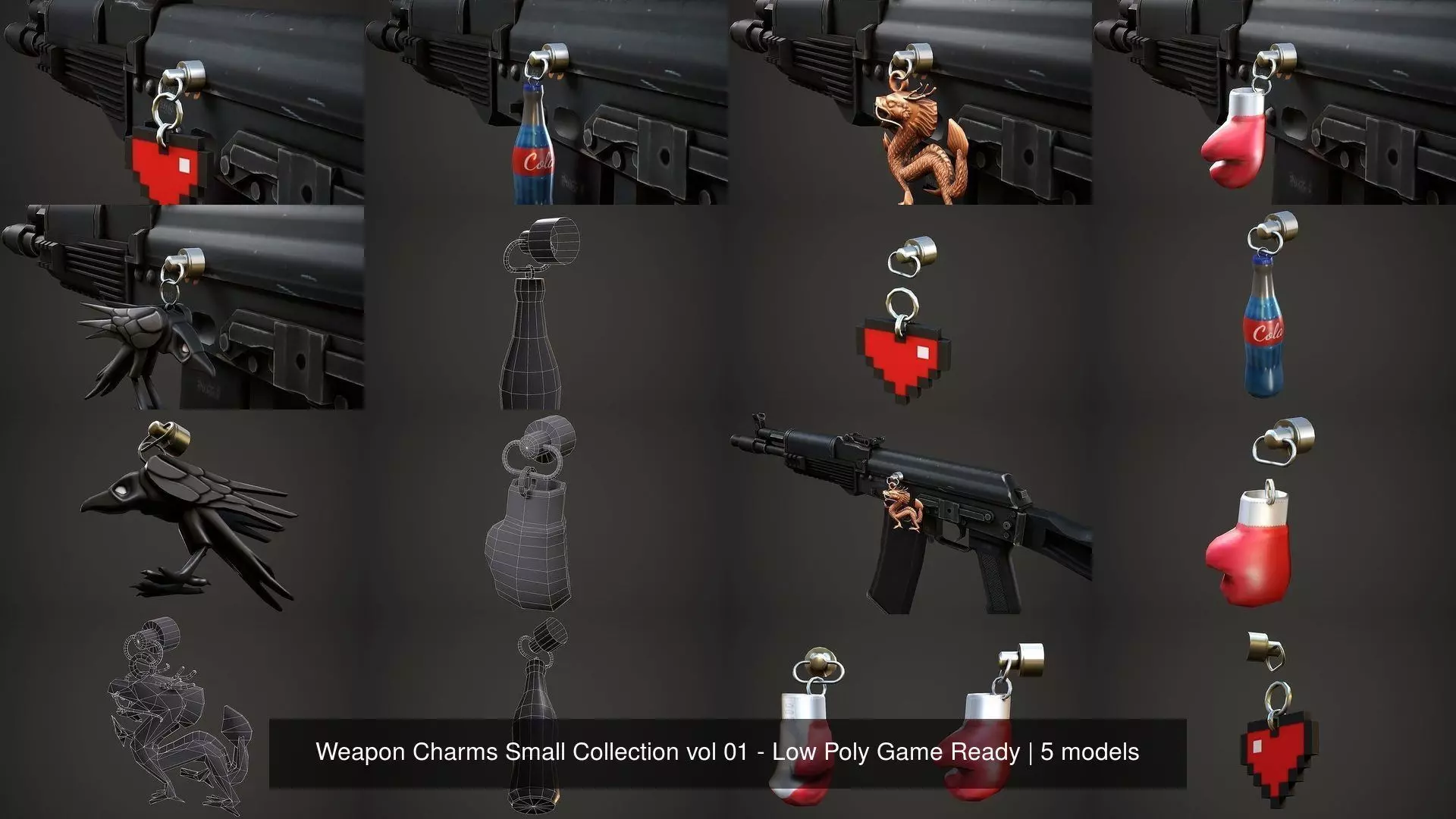 Weapon Charms Small Collection vol 01 - Low Poly Game Ready _0