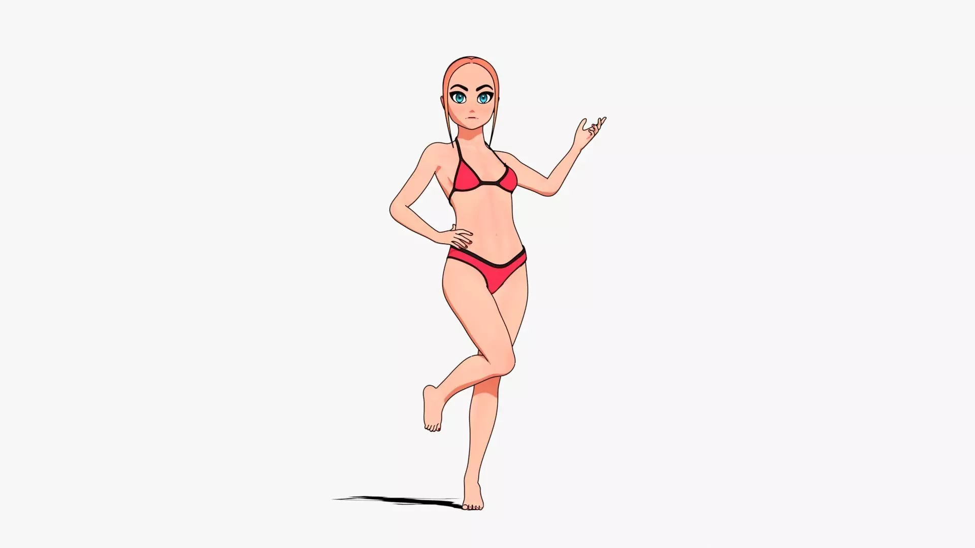 Anime Girl in Low-poly 3D model