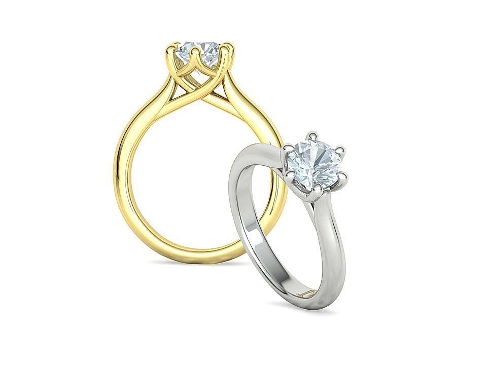 Mila Trellis Solitaire Ring 1ct stone 6claw design ring 3dmodel 3D print model_9