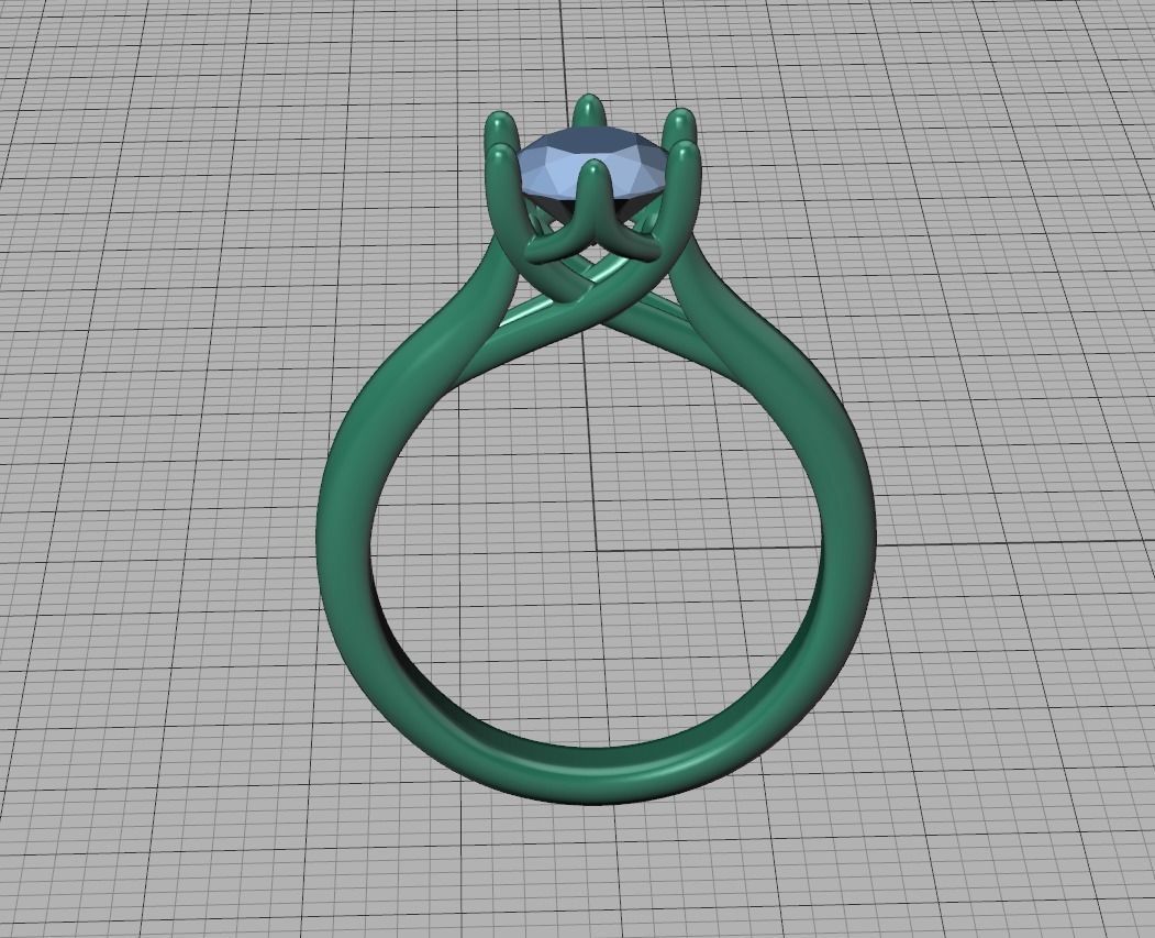 Mila Trellis Solitaire Ring 1ct stone 6claw design ring 3dmodel 3D print model_23