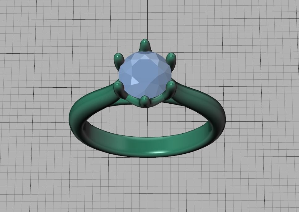 Mila Trellis Solitaire Ring 1ct stone 6claw design ring 3dmodel 3D print model_24